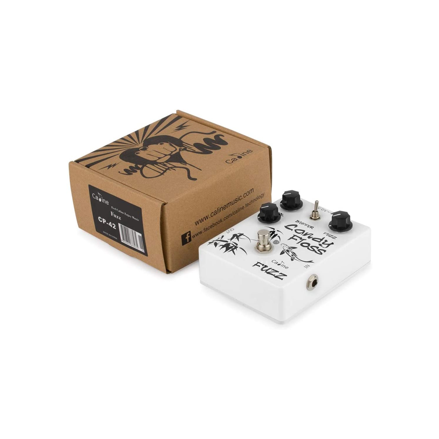 Pédale de guitare Caline Fuzz Pédalez Candy Floss effets de guitare métal True Bypass blanc CP-42 de Dolamo