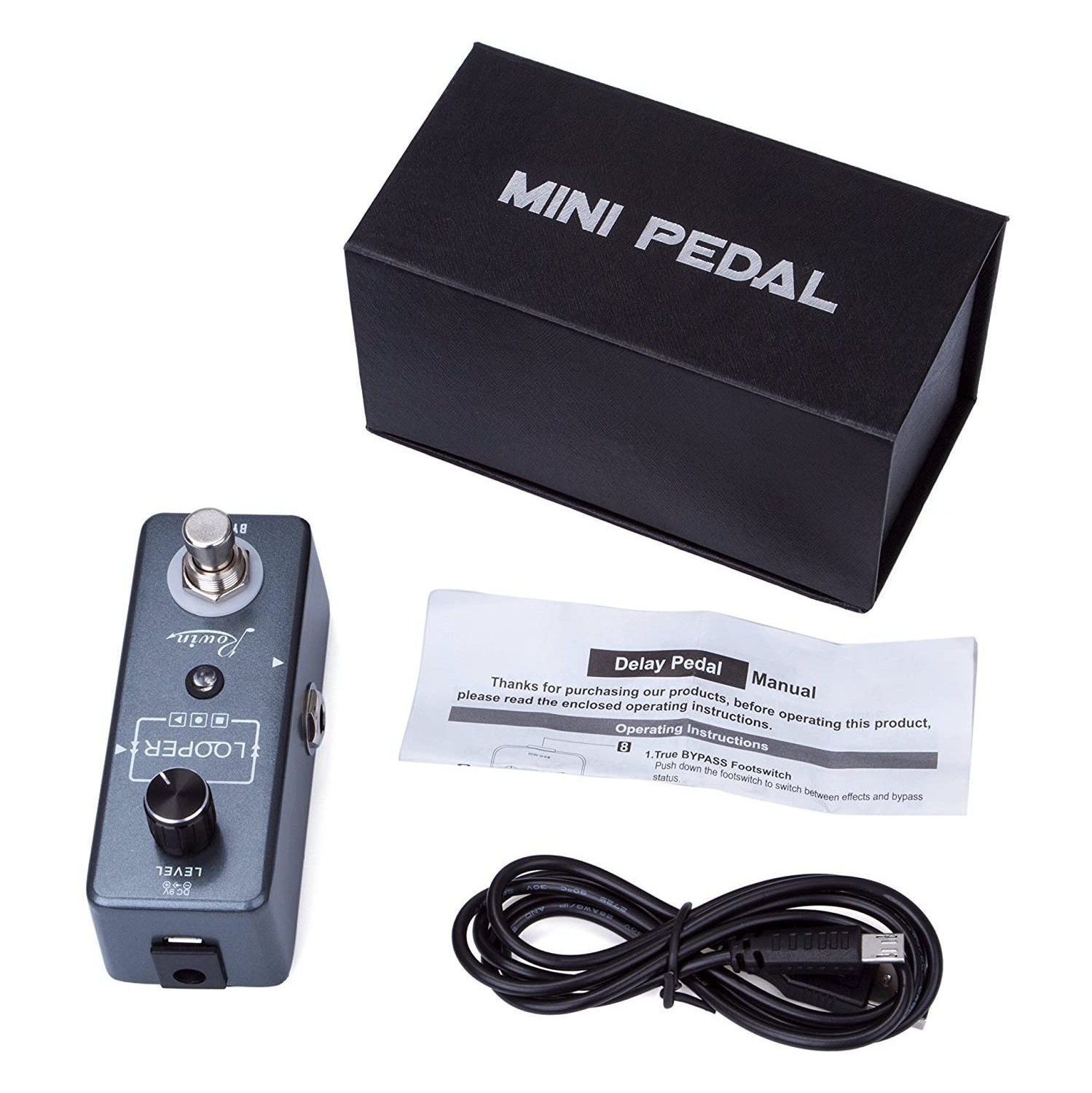 Rowin Guitar Looper Effects Pedal Unlimited Overdubs 10 Minutes of Looping with USB Cable