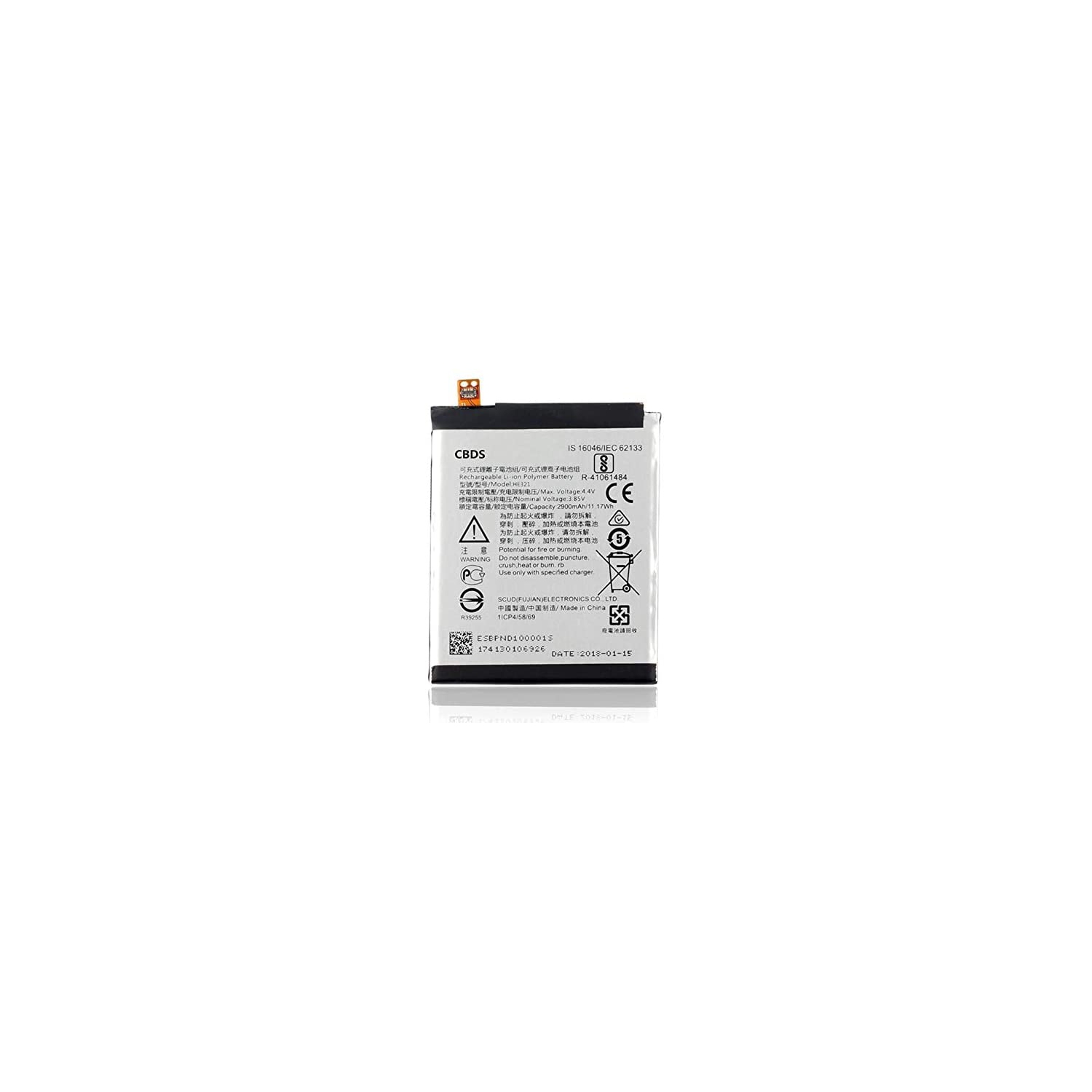 (CBDS) 2900mAh, 11.17 Wh Replacement Battery - Compatible with Nokia 5 HE321 in Non-Retail Packaging.