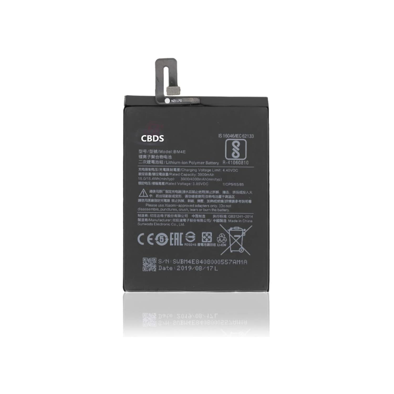 (CBDS) 3900mAh, 15.0 Wh Replacement Battery - Compatible with XIAOMI POCOPHONE F1 BM4E in Non-Retail Packaging.