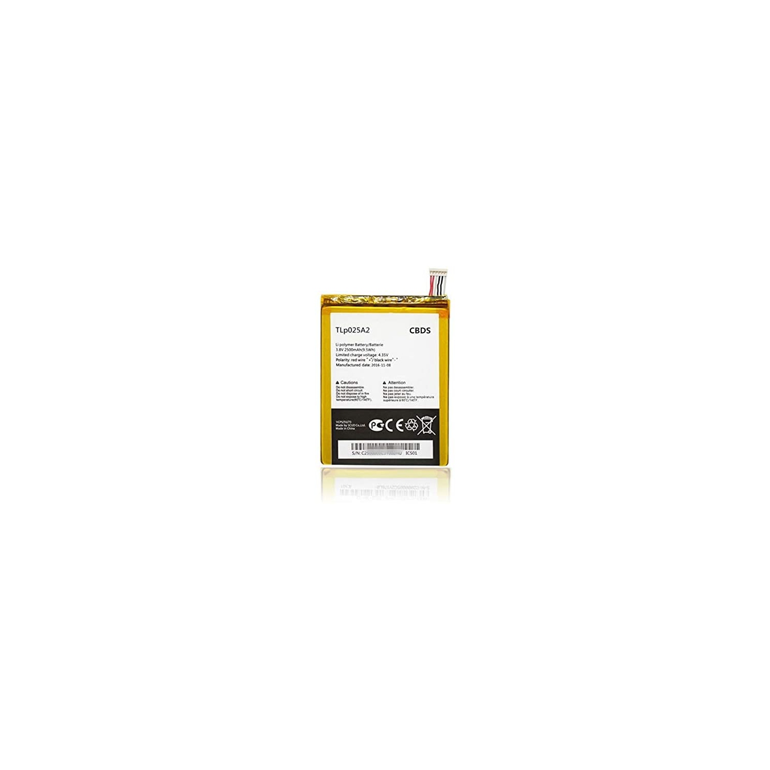 (CBDS) 2500mAh, 9.50 Wh Replacement Battery - Compatible with ALCATEL ONE Touch Scribe HD 7046T TLP025A2 in Non-Retail