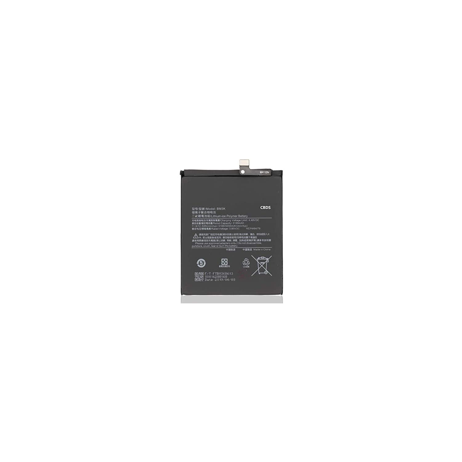 (CBDS) 3100mAh, 11.9 Wh Replacement Battery - Compatible with XIAOMI MI Mix 3 BM3K in Non-Retail Packaging.