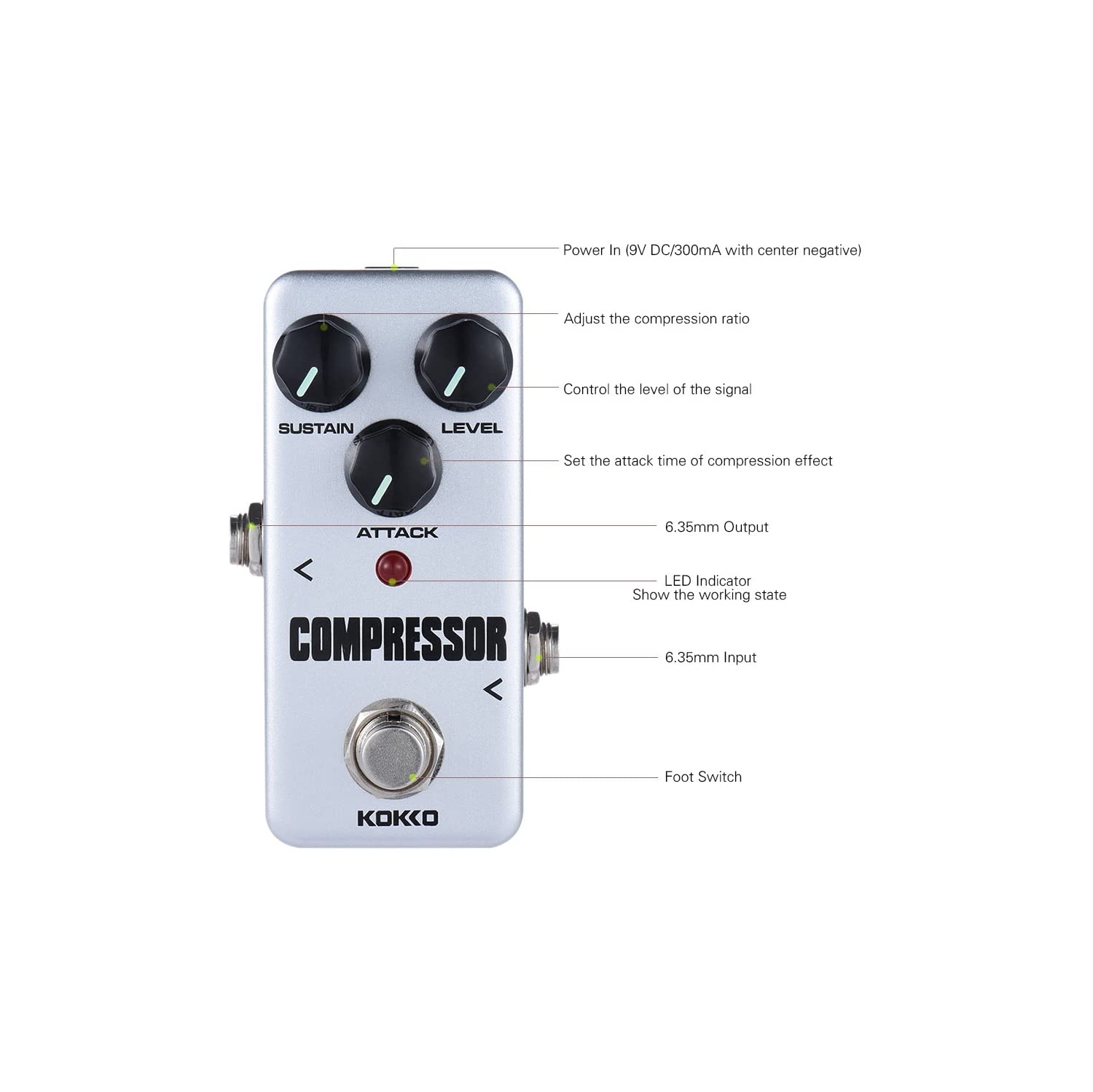Andoer KOKKO FCP2 Mini Compressor Pedal Portable Guitar Effect Pedal