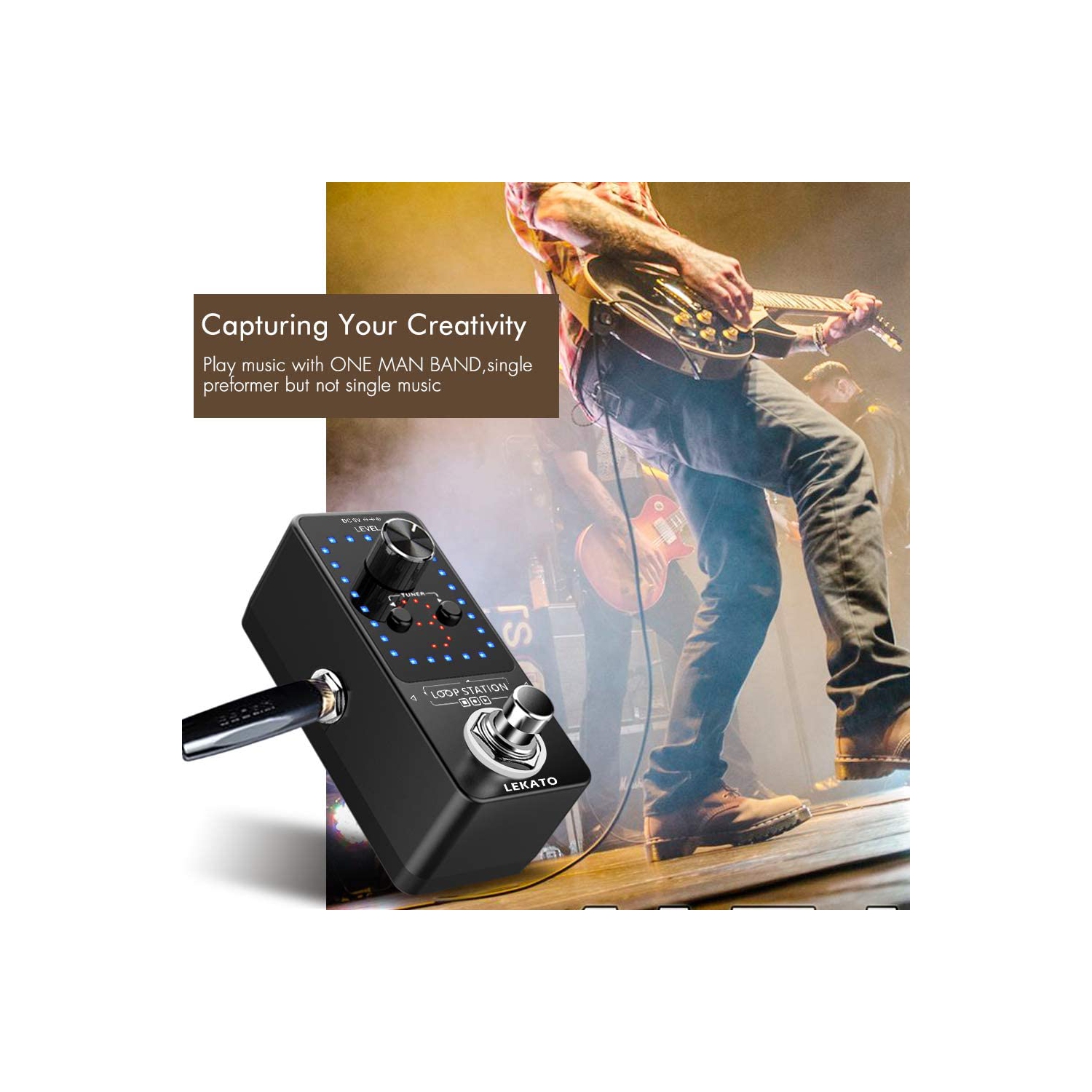 Pédale d'effet de guitare LEKATO pédale de boucle de guitare fonction de boucle de station de boucle 9 boucles 40 minutes enregistrement