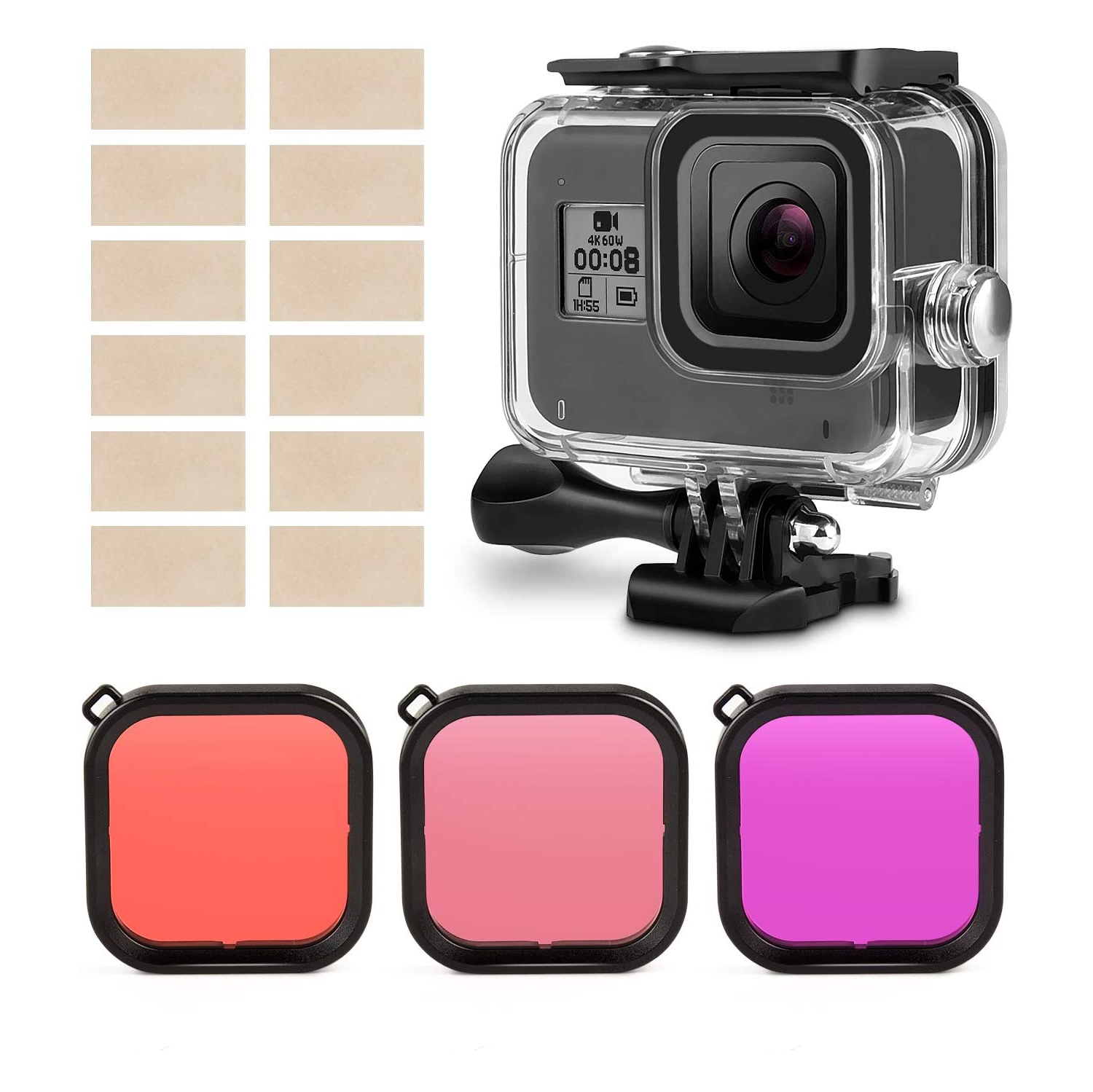 Kupton Housing Case Filter Kit For Gopro Hero 8 Black Waterproof Case Diving Protective Housing Case 3 Pack Filter Best Buy Canada