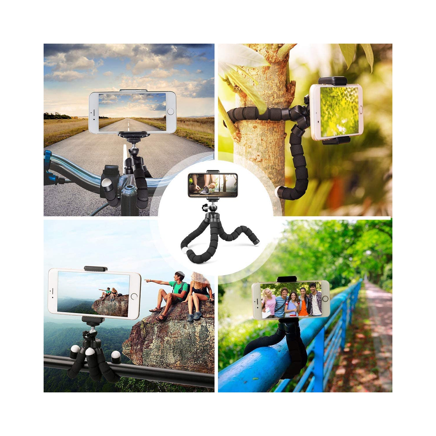 Trépied pour téléphone, trépied flexible avec télécommande Bluetooth et pince universelle, mini trépied de voyage réglable à 360°