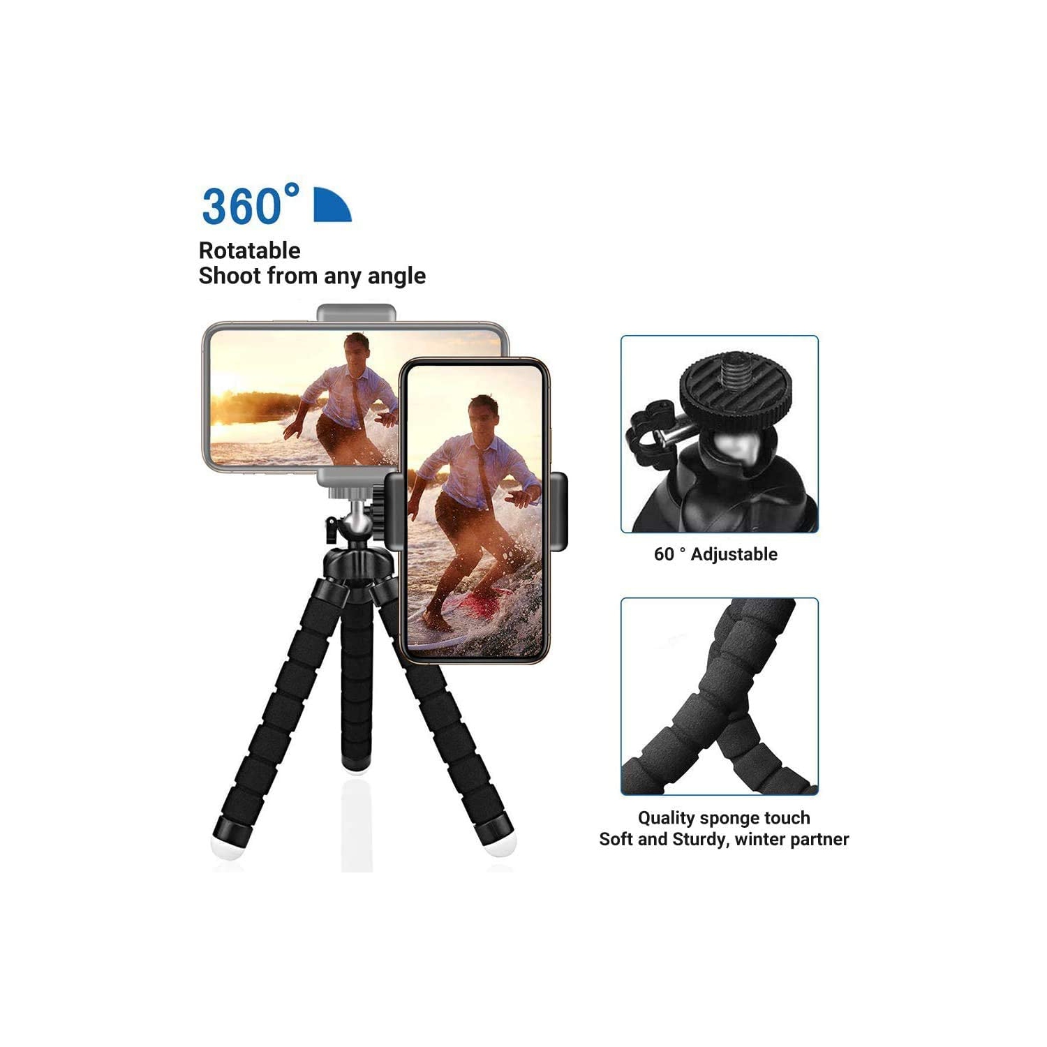 Home-Neat Premium Phone Tripod, Flexible Tripod with Wireless Remote Shutter, Compatible with iPhone/Android Samsung,