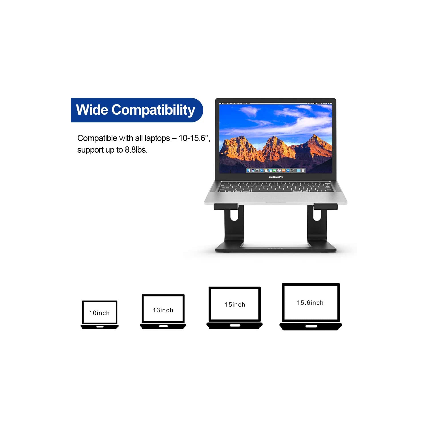 Besign LS03 Aluminum Laptop Stand, Ergonomic Detachable Computer Stand, Riser Holder Notebook Stand Compatible