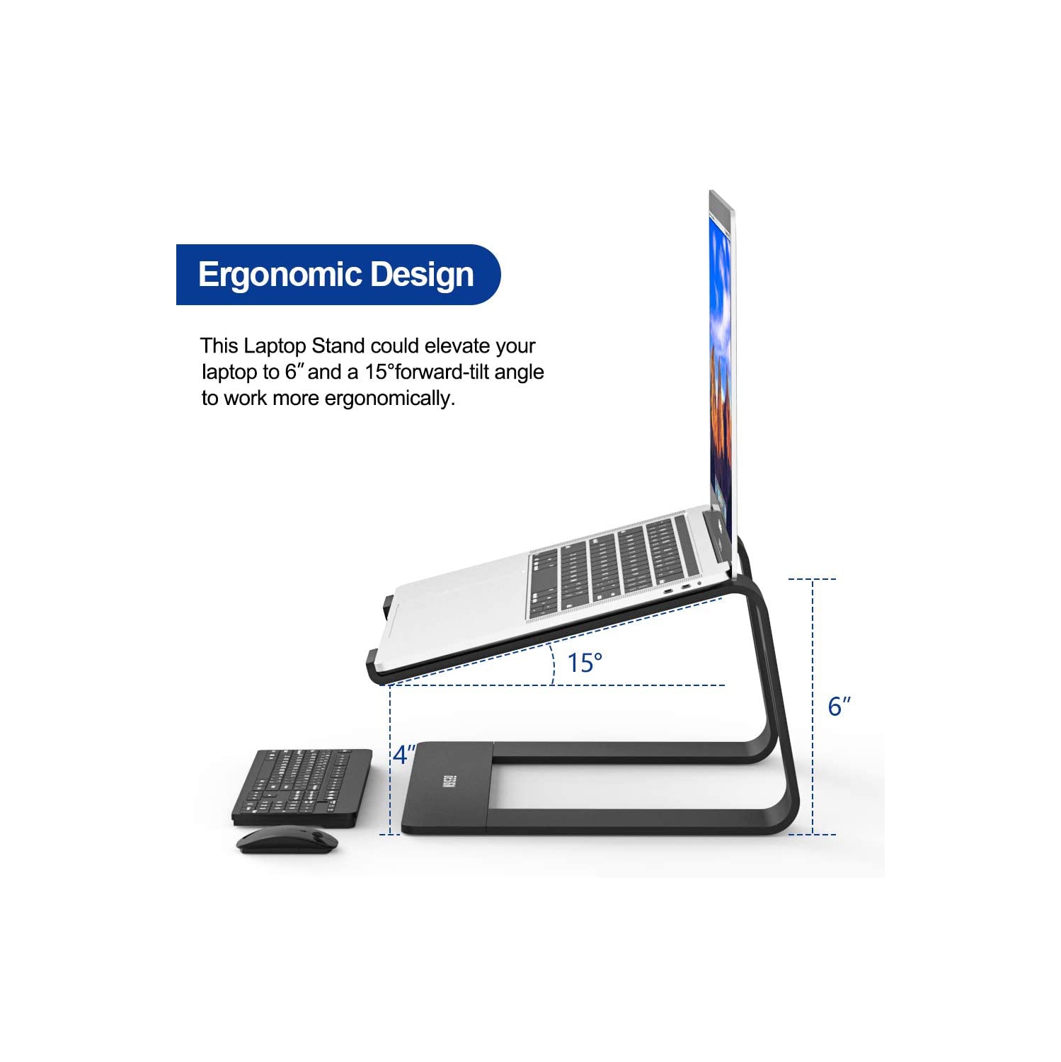 Besign LS03 Aluminum Laptop Stand, Ergonomic Detachable Computer Stand, Riser Holder Notebook Stand Compatible