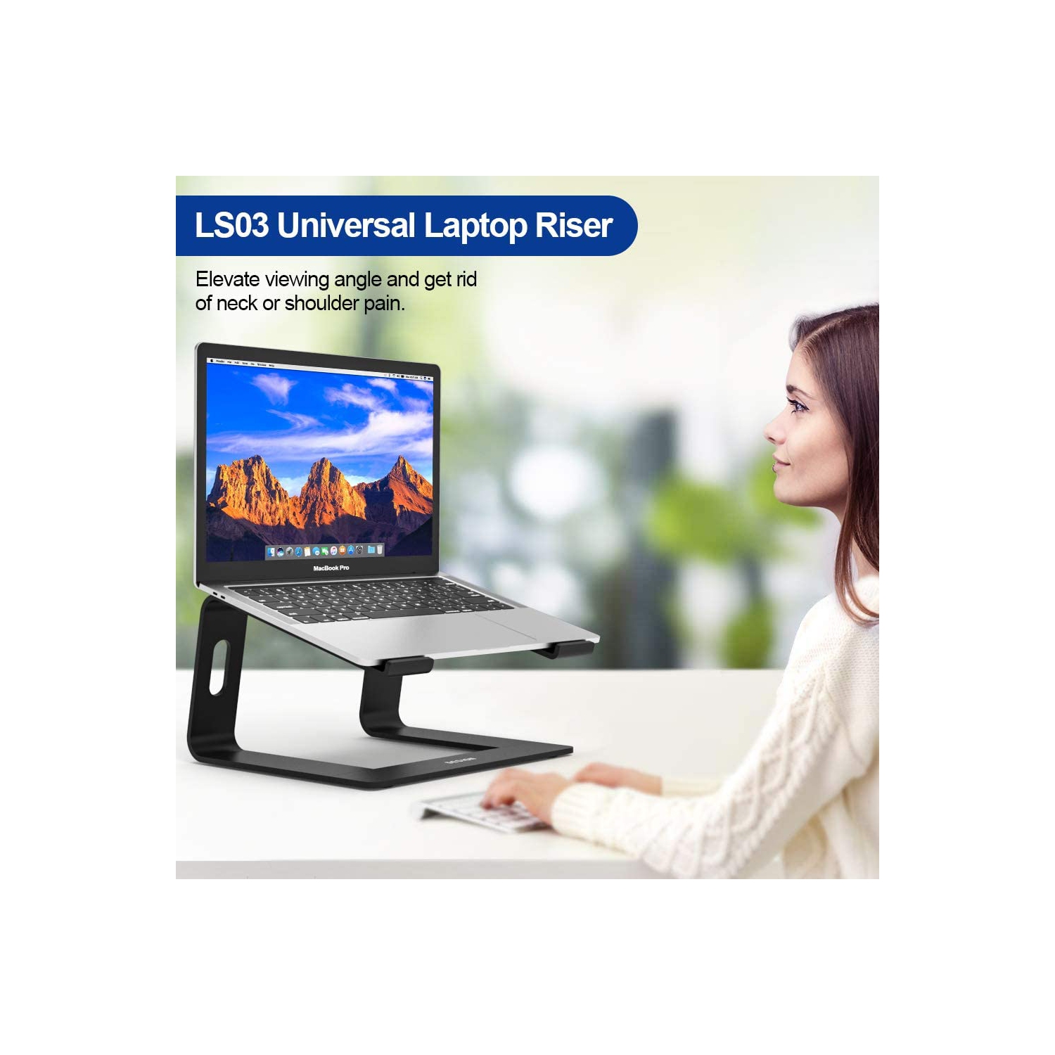 Besign LS03 Aluminum Laptop Stand, Ergonomic Detachable Computer Stand, Riser Holder Notebook Stand Compatible