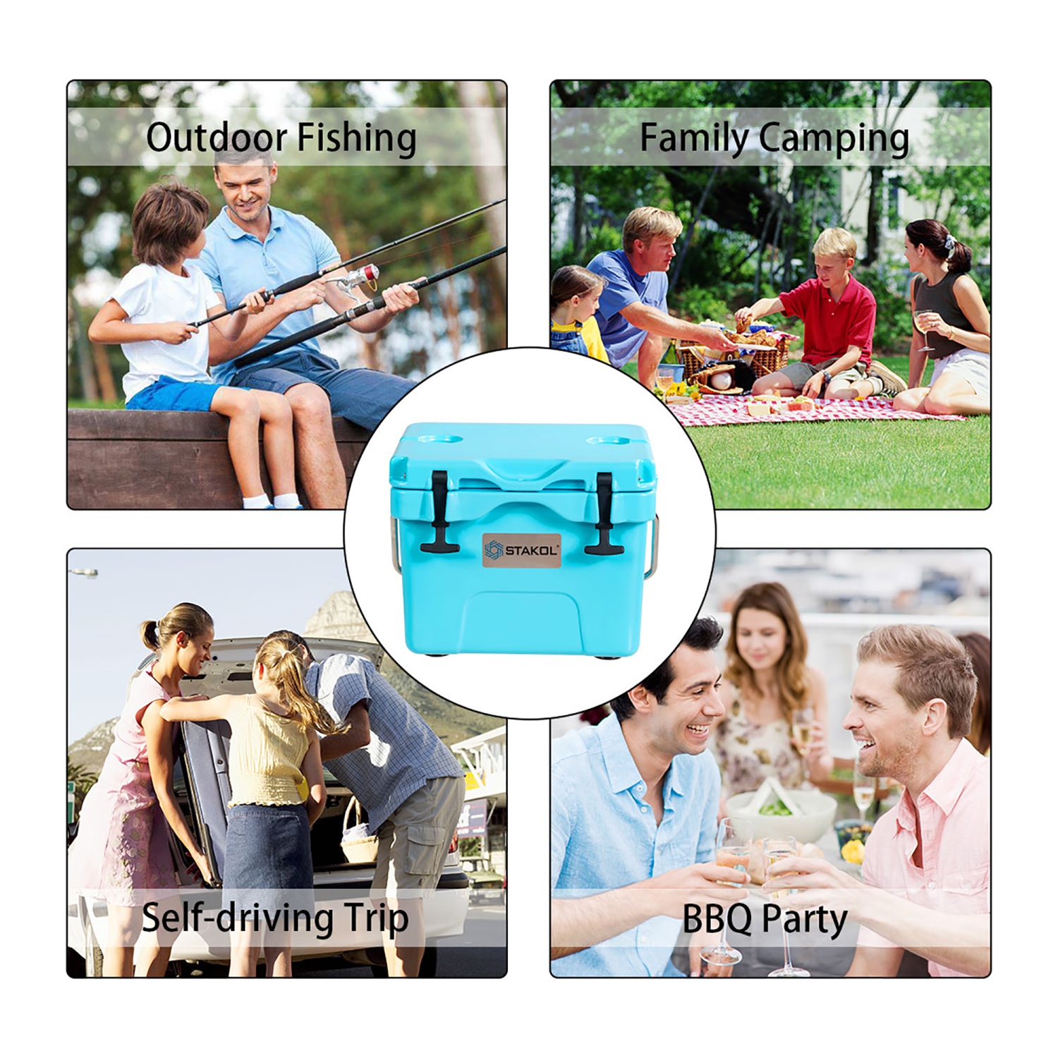 Costway 16 Quart Cooler Portable Ice Chest Leak-Proof 24 Cans Ice Boxfor Camping