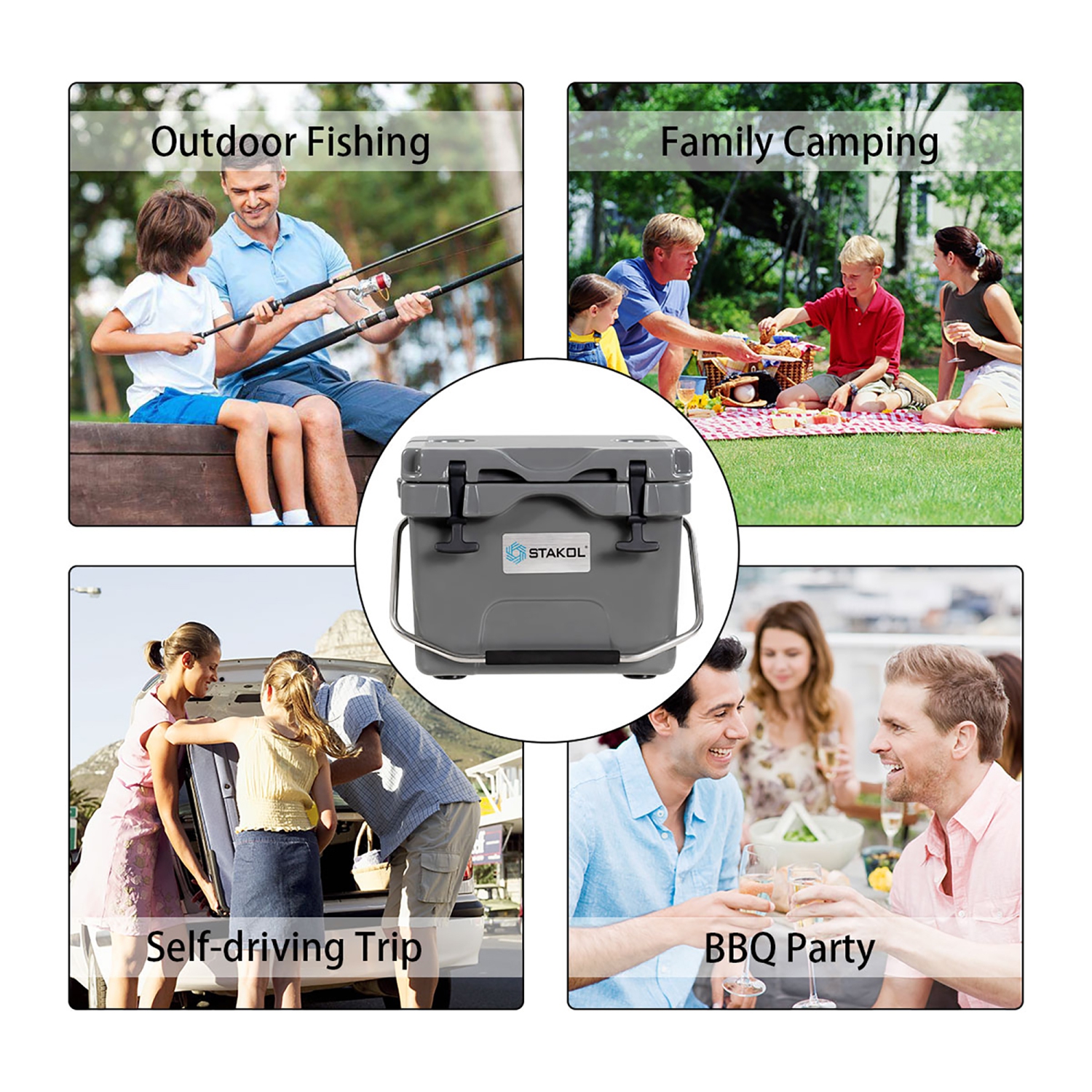 Glacière portative de 16 pintes de Costway pour le camping, résistant aux fuites, 24 canettes de glace