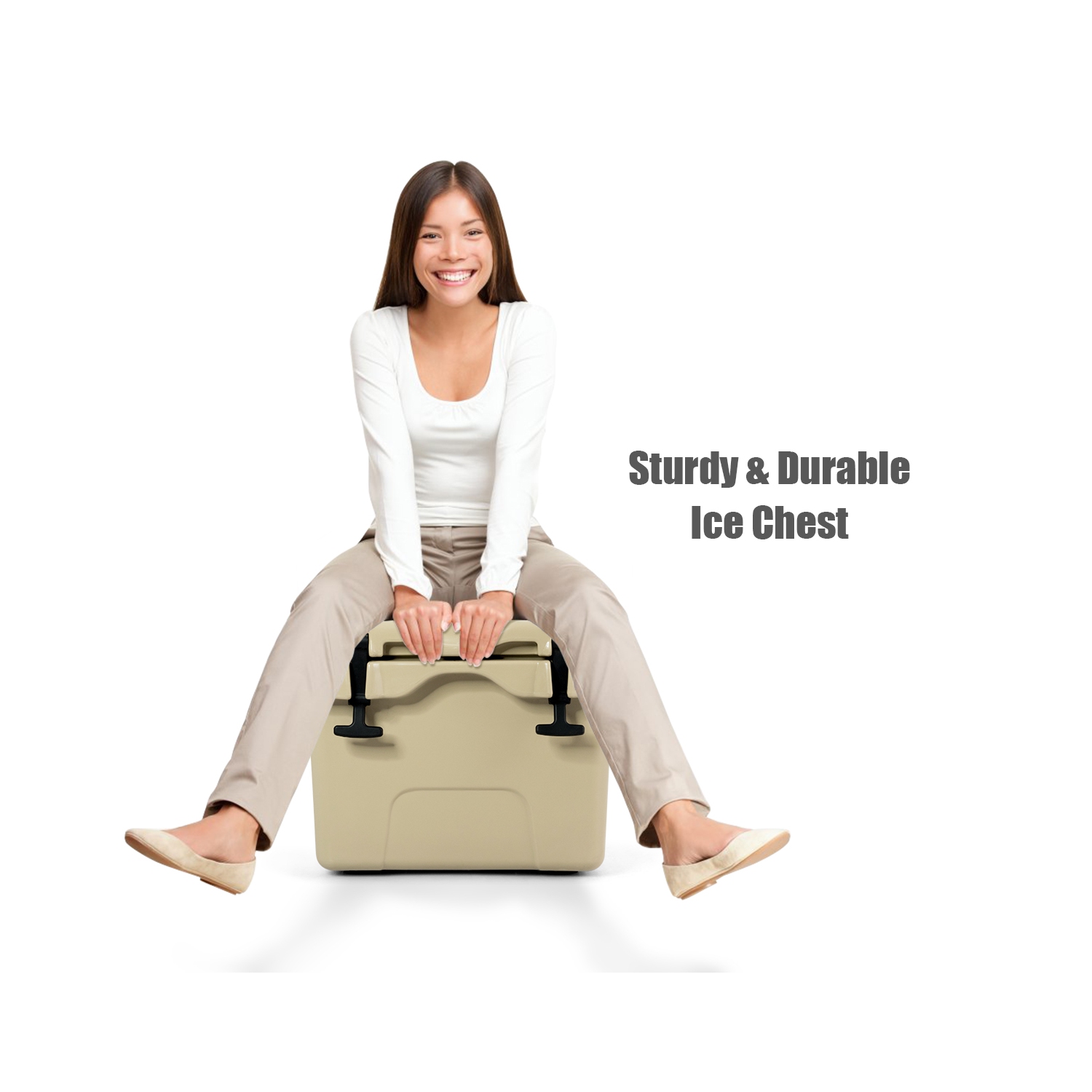 Costway 16 Quart Cooler Portable Ice Chest Leak-Proof 24 Cans Ice Box for Camping Khaki