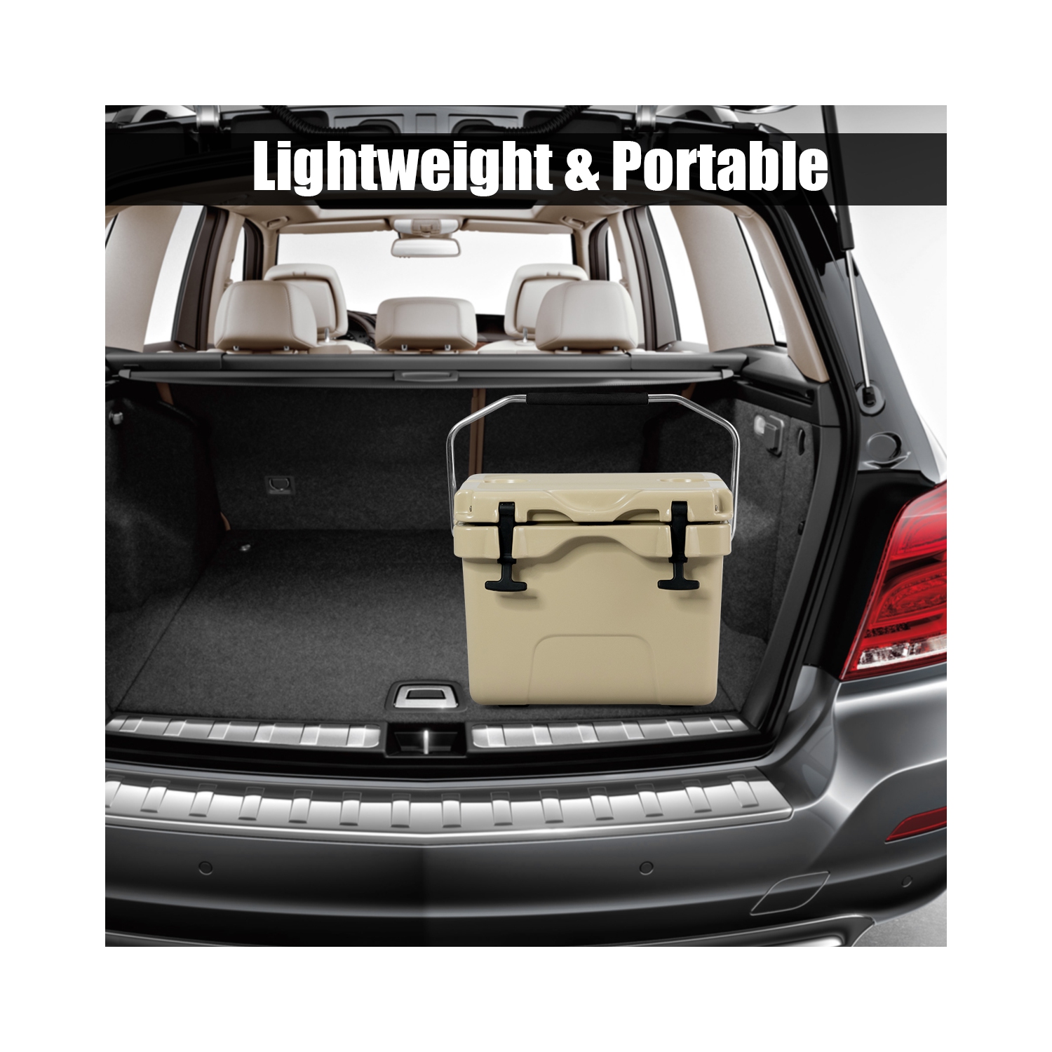 Costway 16 Quart Cooler Portable Ice Chest Leak-Proof 24 Cans Ice Box for Camping Khaki