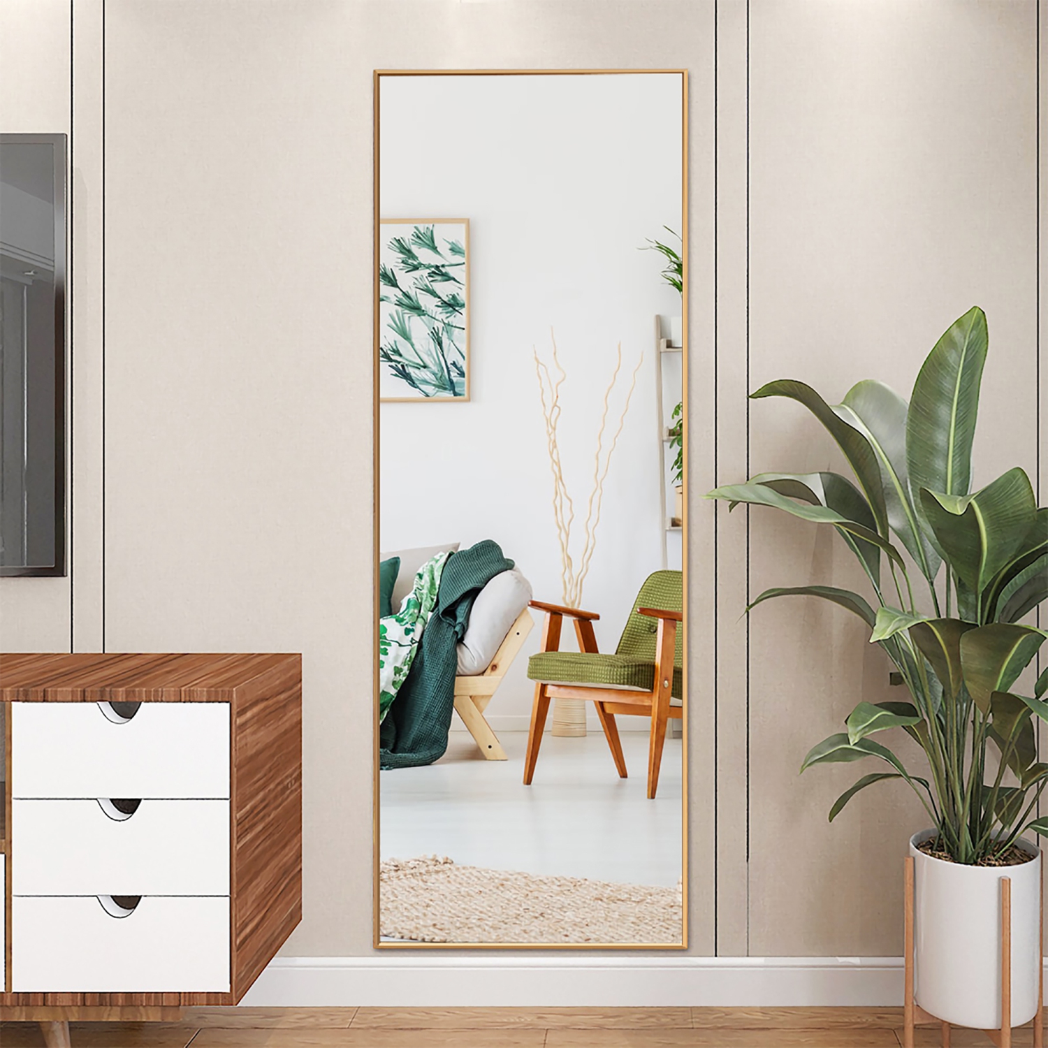 Costway 59''Full Length Body Mirror Aluminum Frame Leaning Hanging Dressing Mirror