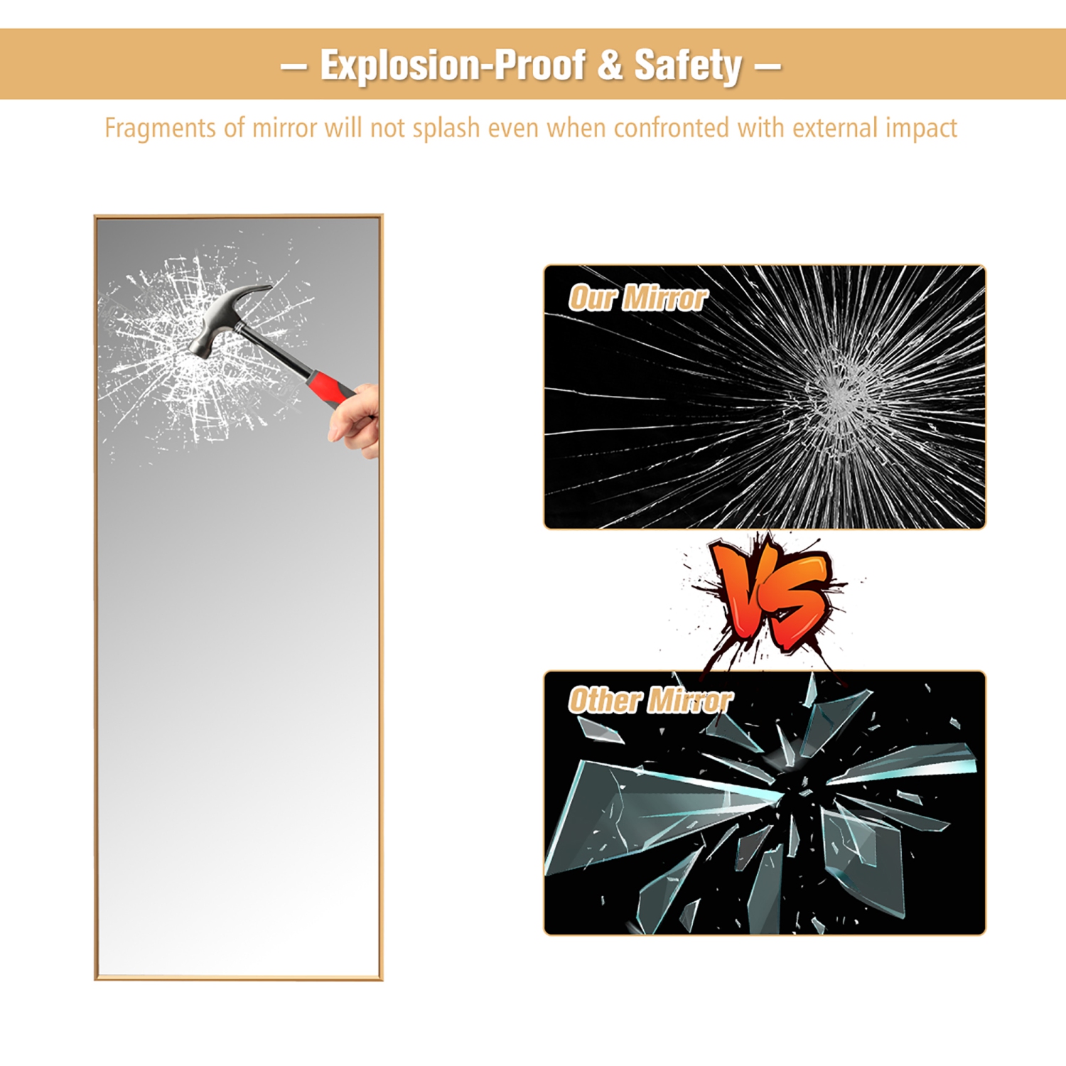 Costway 59''Full Length Body Mirror Aluminum Frame Leaning Hanging Dressing Mirror