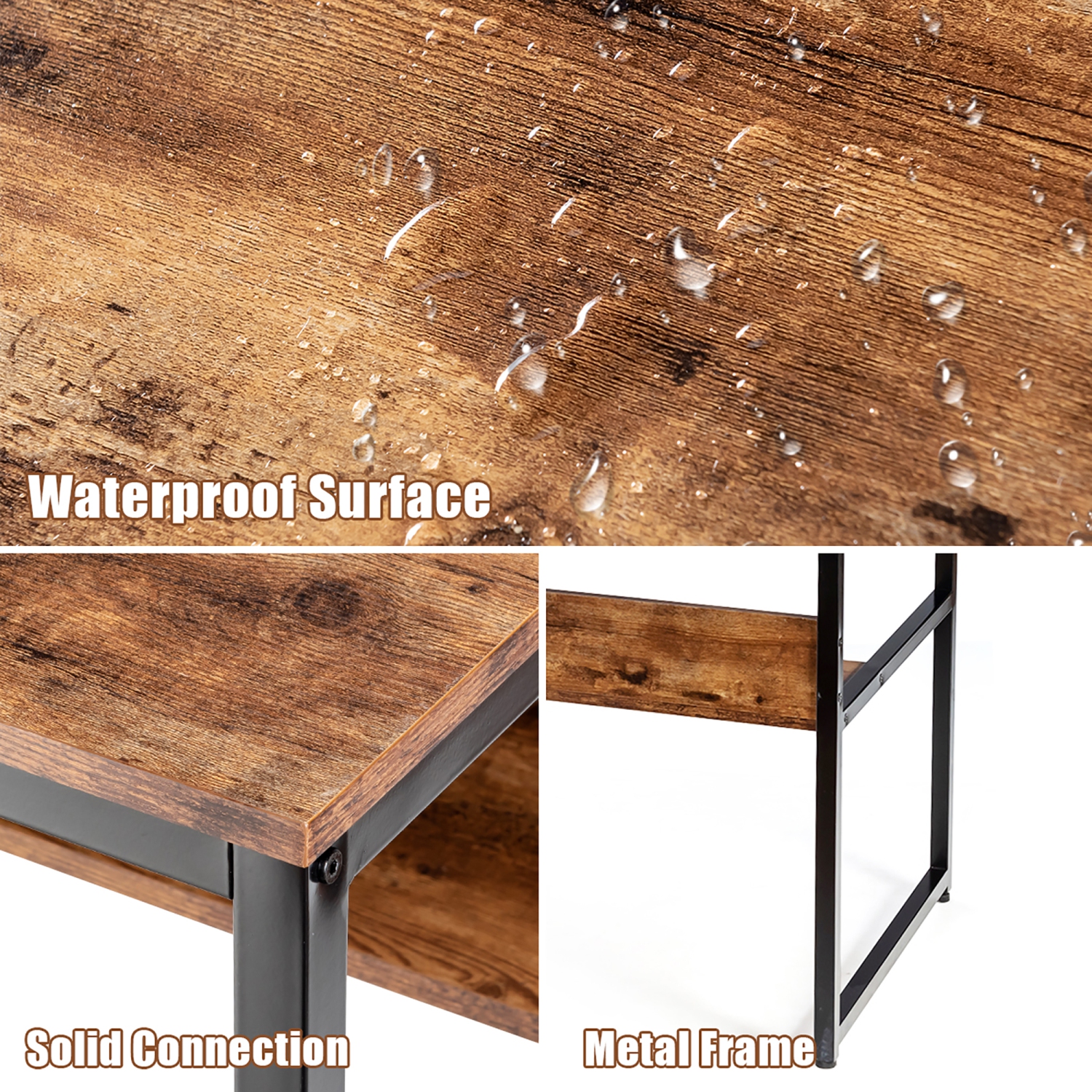 Costway 55'' Industrial Computer Desk w/ Storage Shelf Adjustable Foot Pads Home Office