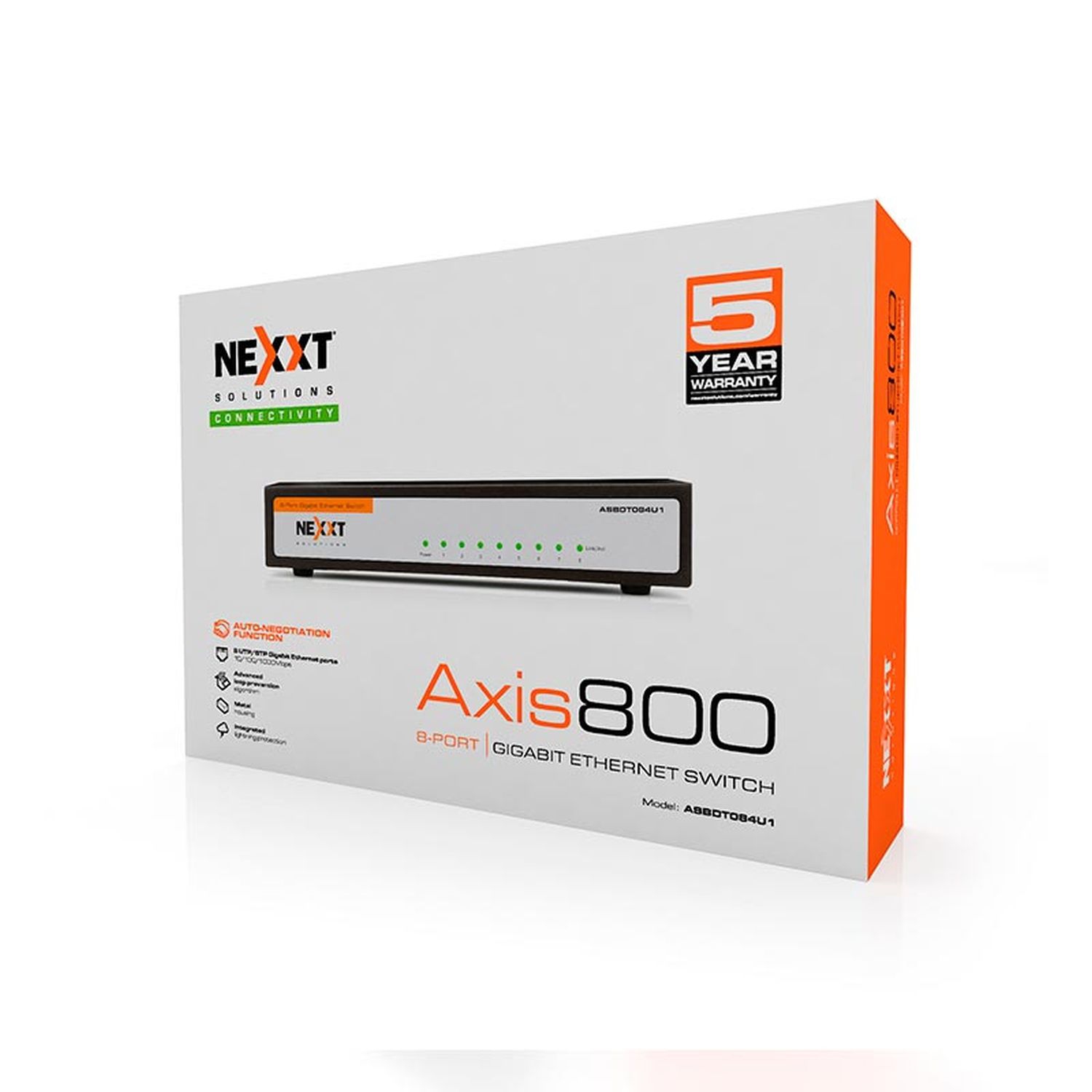 Nexxt Switch Gigabit Ethernet Axis 800 8 ports 1000Mbps métal