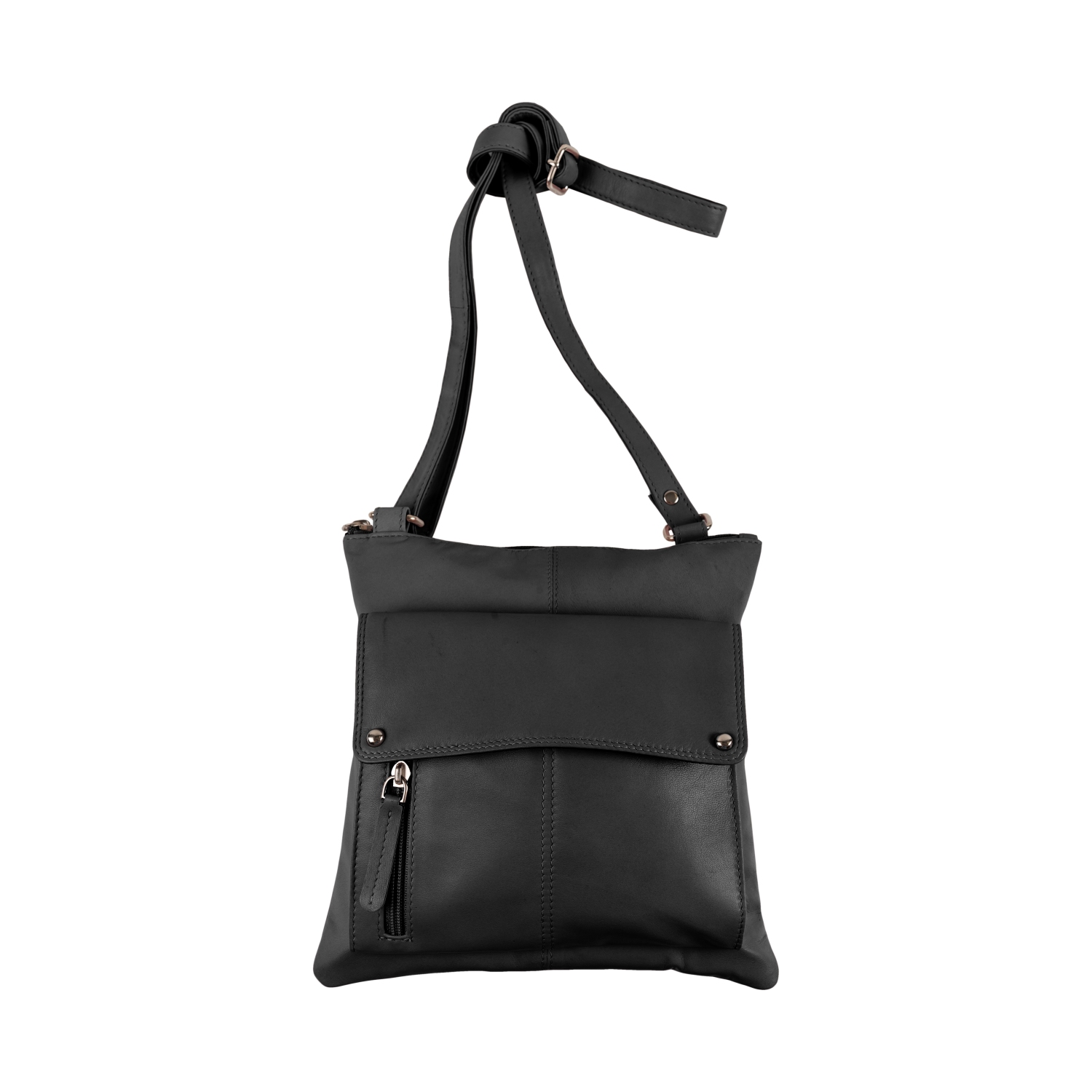 CHAMPS Leather Ultimite Organizer Crossbody bag with RFID Protection, Black