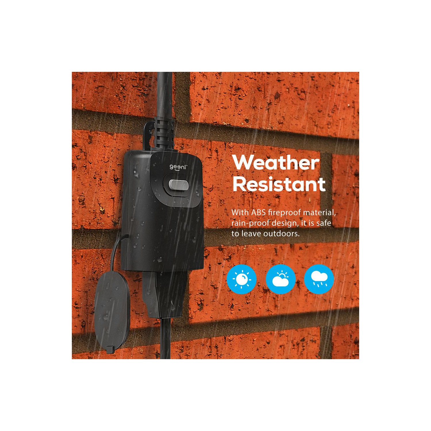 Prise Wi-Fi intelligente d'extérieur Geeni All Weather - Noir