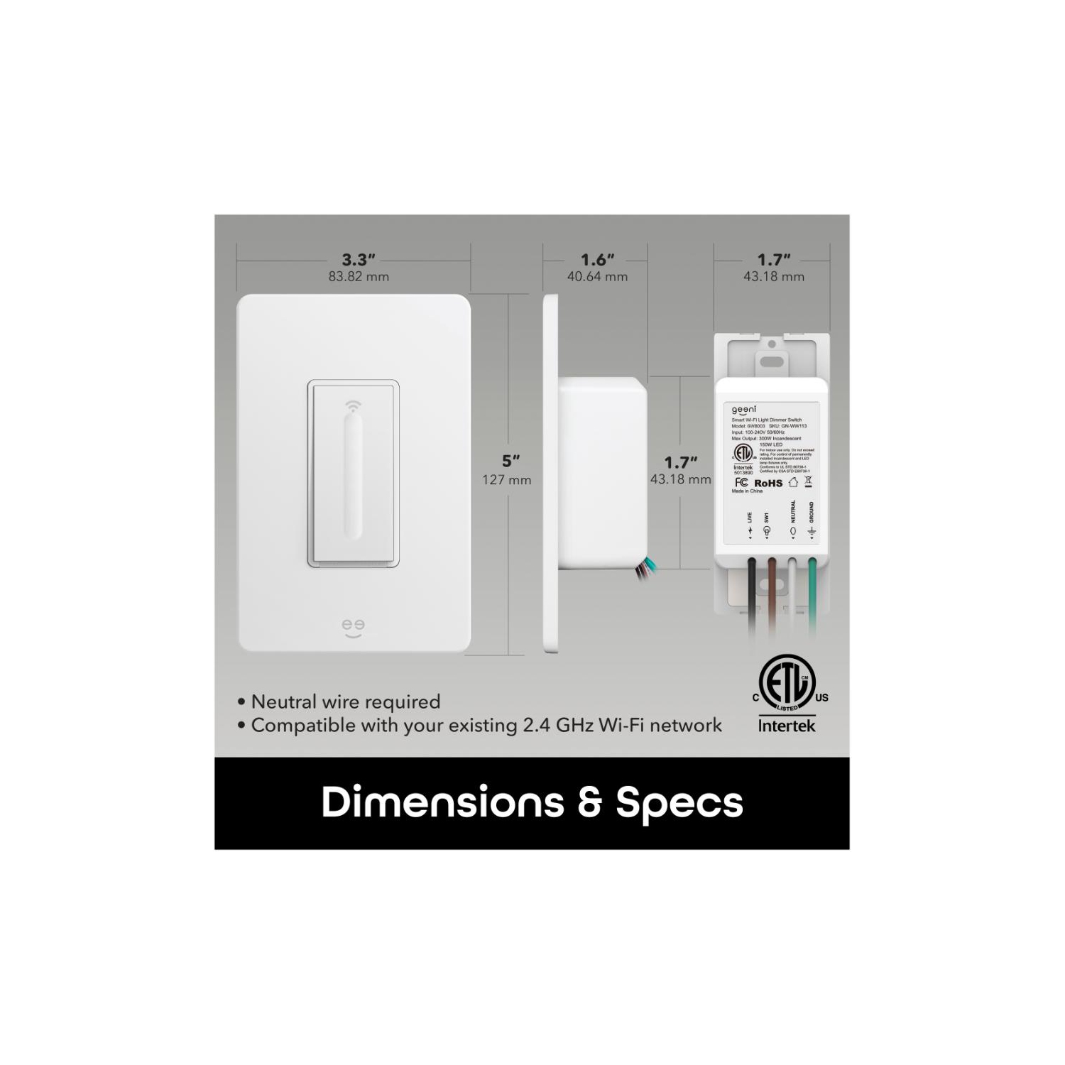 Gradateur intelligent Wi-Fi TAP + DIM de Geeni - blanc