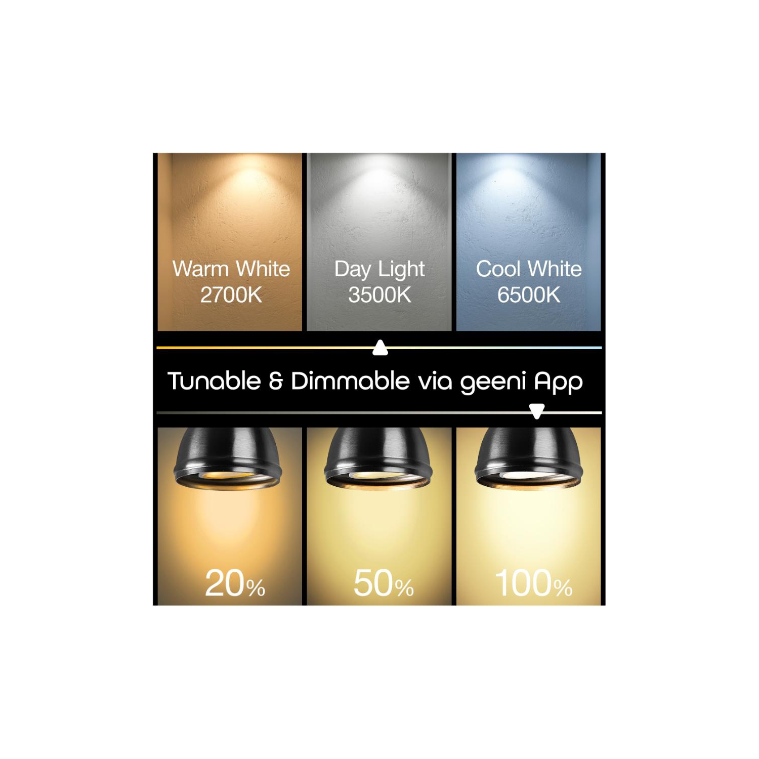 Ampoule intelligente Wi-Fi à intensité réglable LUX GU10 35&nbsp;W de Geeni - Paquet de 2 - Blanc