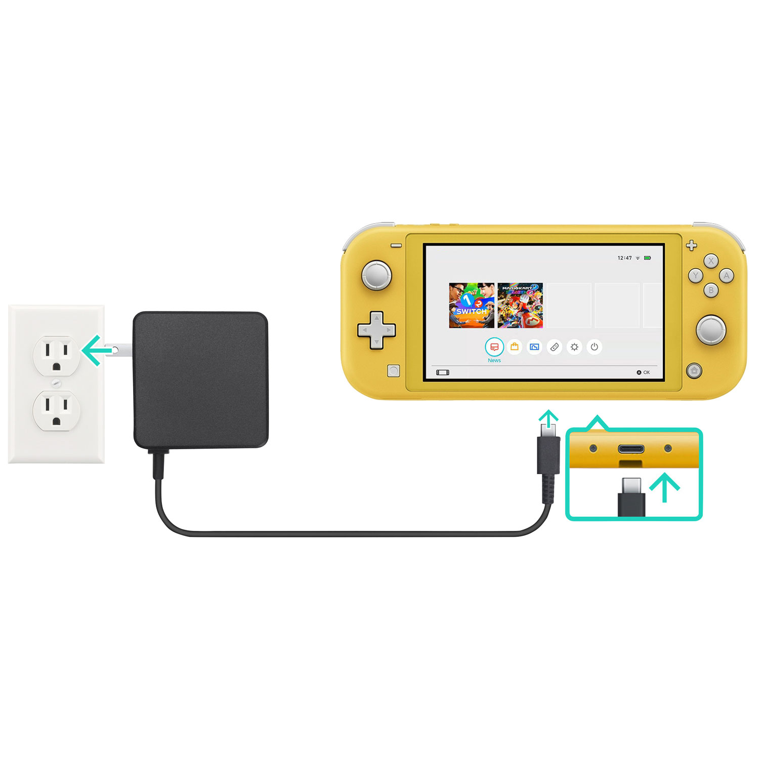 Rocketfish Nintendo Switch/Switch Lite AC Charger 2 - Only at Best Buy