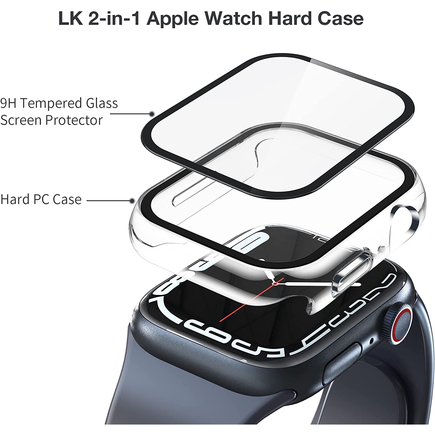 Ensemble de 2 étuis rigides transparents avec protecteur d'écran en verre trempé pour Apple Watch Series se/6/5/4 44&nbsp;mm, Series se 2