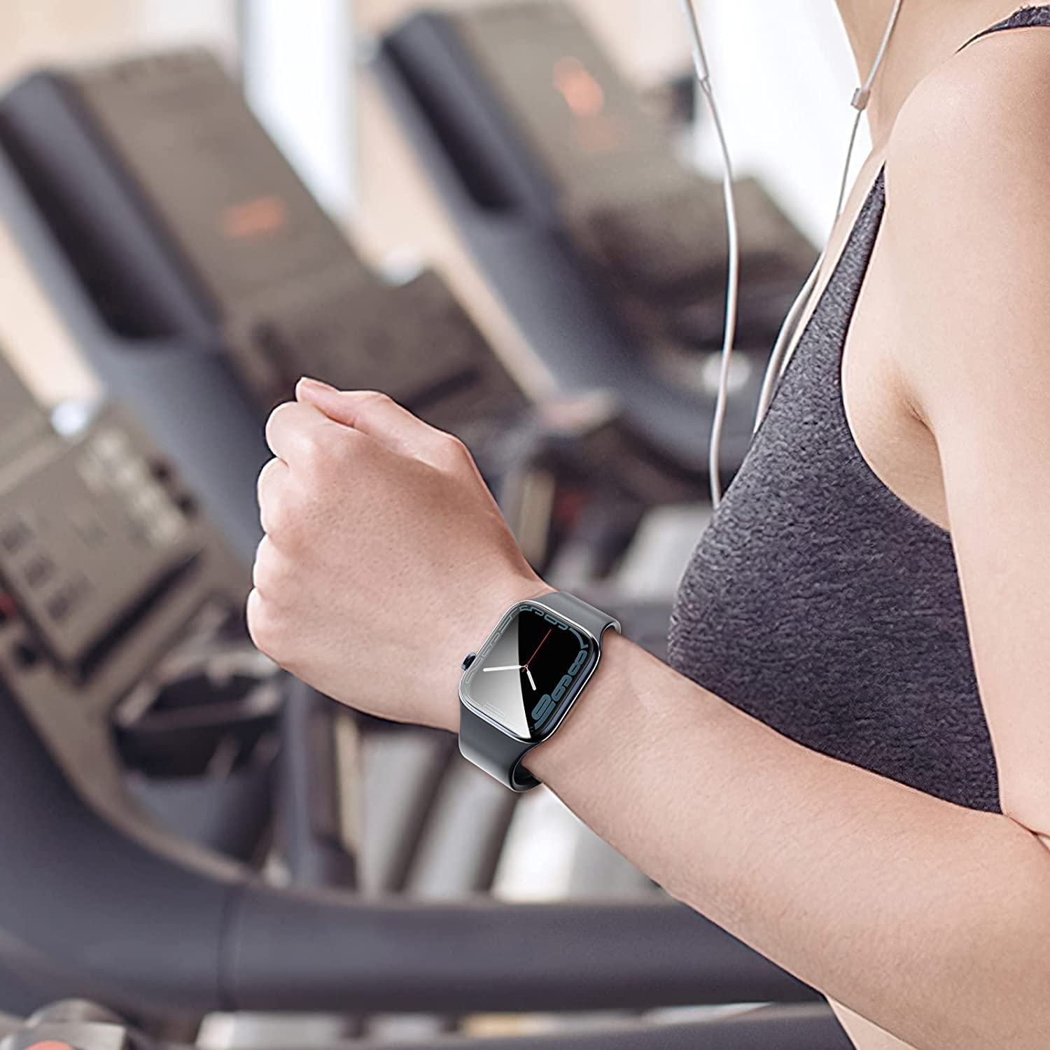 Ensemble de 2 étuis rigides transparents avec protecteur d'écran en verre trempé pour Apple Watch Series se/6/5/4 44&nbsp;mm, Series se 2