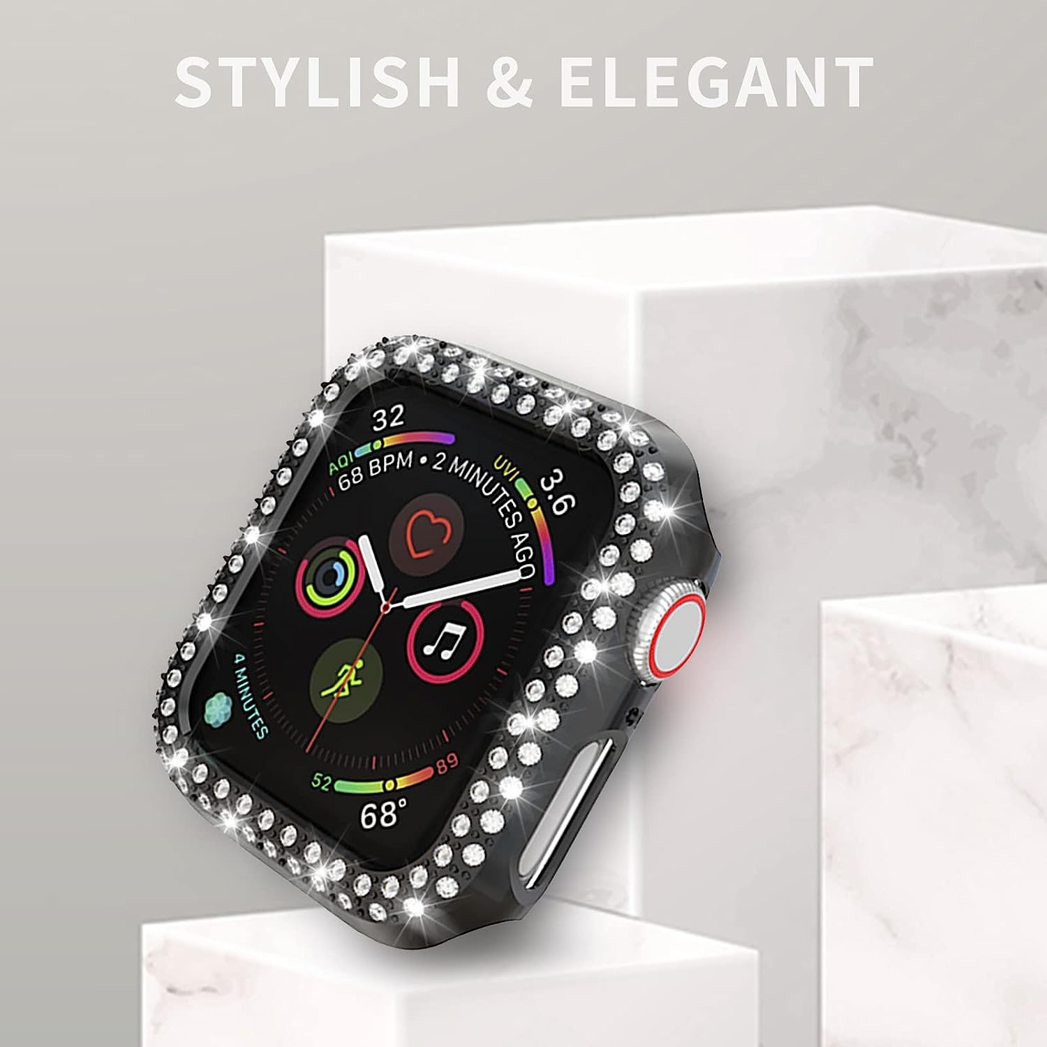 5Pack compatible avec l'étui 40 mm 6/5/4 Apple Watch se/Series et le cadre pare-chocs plaqué PC à deux rangées Crystal Diamonds