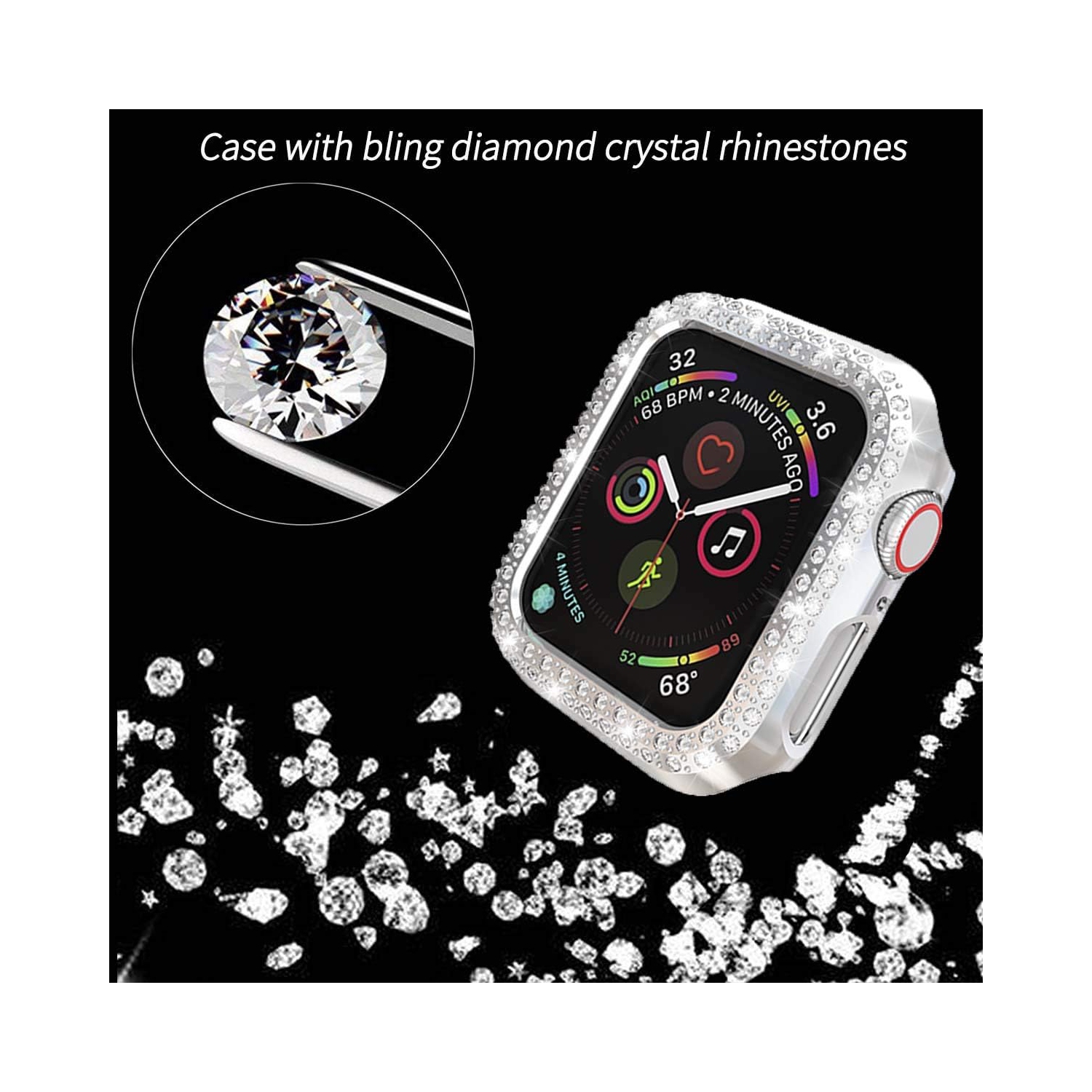 5Pack compatible avec l'étui 40 mm 6/5/4 Apple Watch se/Series et le cadre pare-chocs plaqué PC à deux rangées Crystal Diamonds