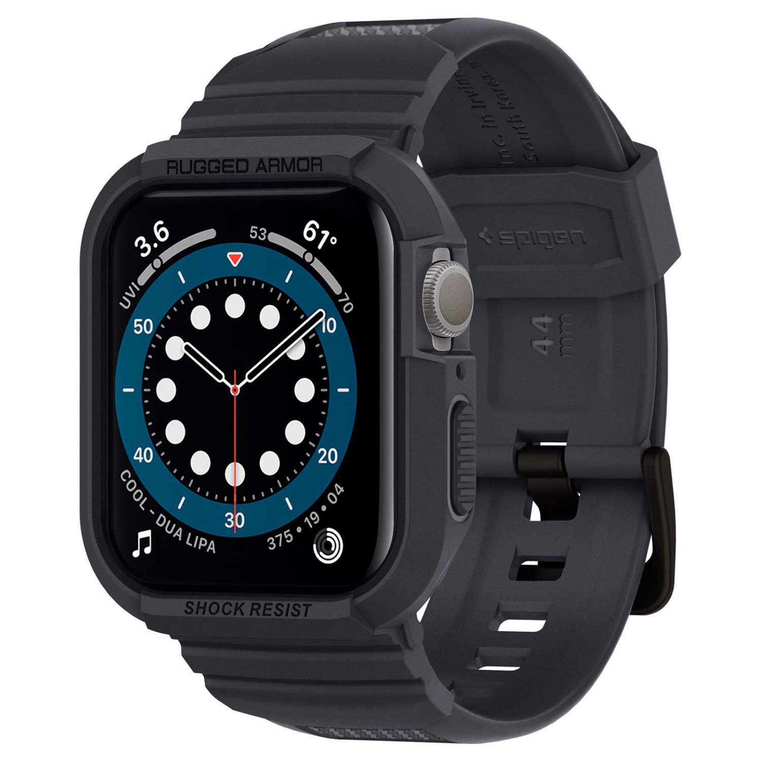 Spigen Rugged Armor Pro Designed for Apple Watch Case for 44mm Series 6/SE/5/4 - Charcoal Gray