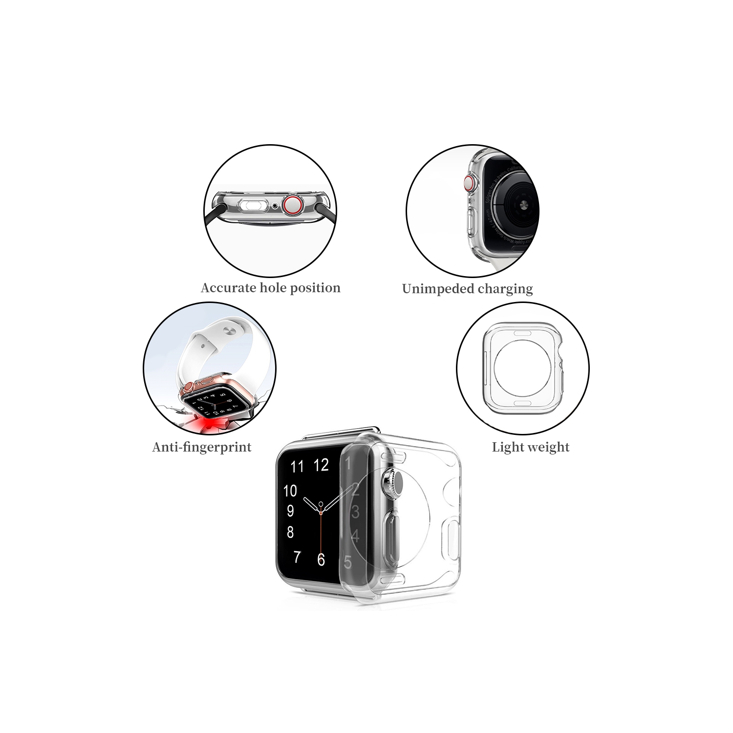Étui pour Apple Watch transparent 44 mm, étui souple TPU haute transparence, protection antichoc, série 6 5 4/se