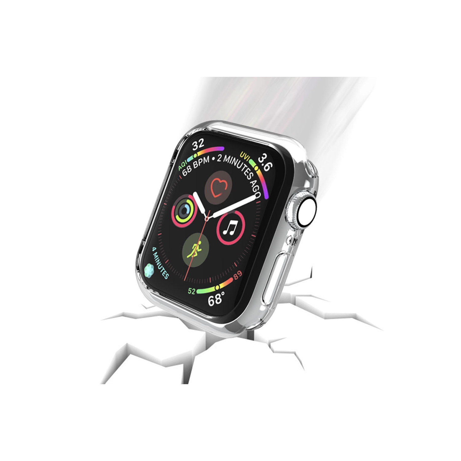Étui pour Apple Watch transparent 44 mm, étui souple TPU haute transparence, protection antichoc, série 6 5 4/se