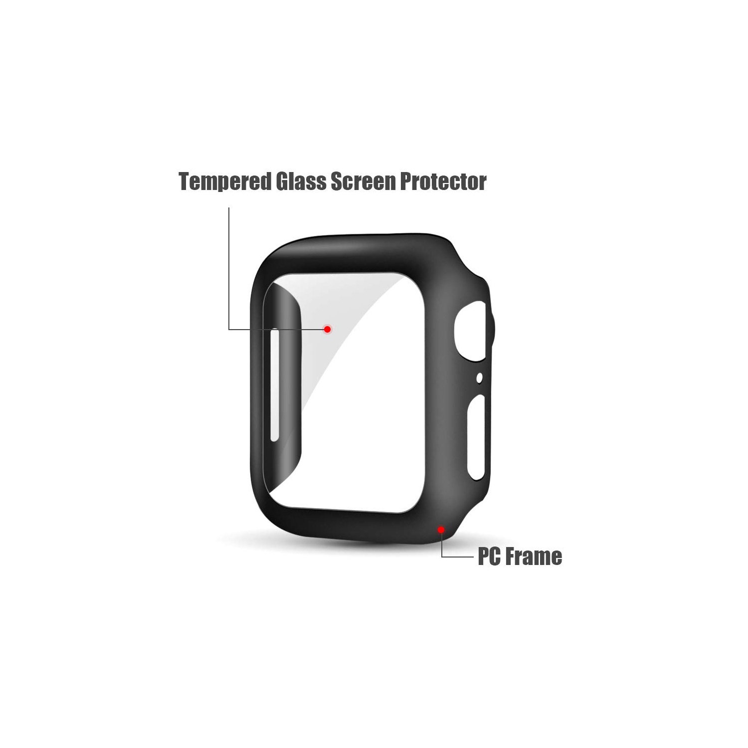 Alinsea Screen Protector for Apple Watch 44mm Series 4/5/6/ SE Tempered Glass 2 Pack Full Coverage Bumper Hard Case