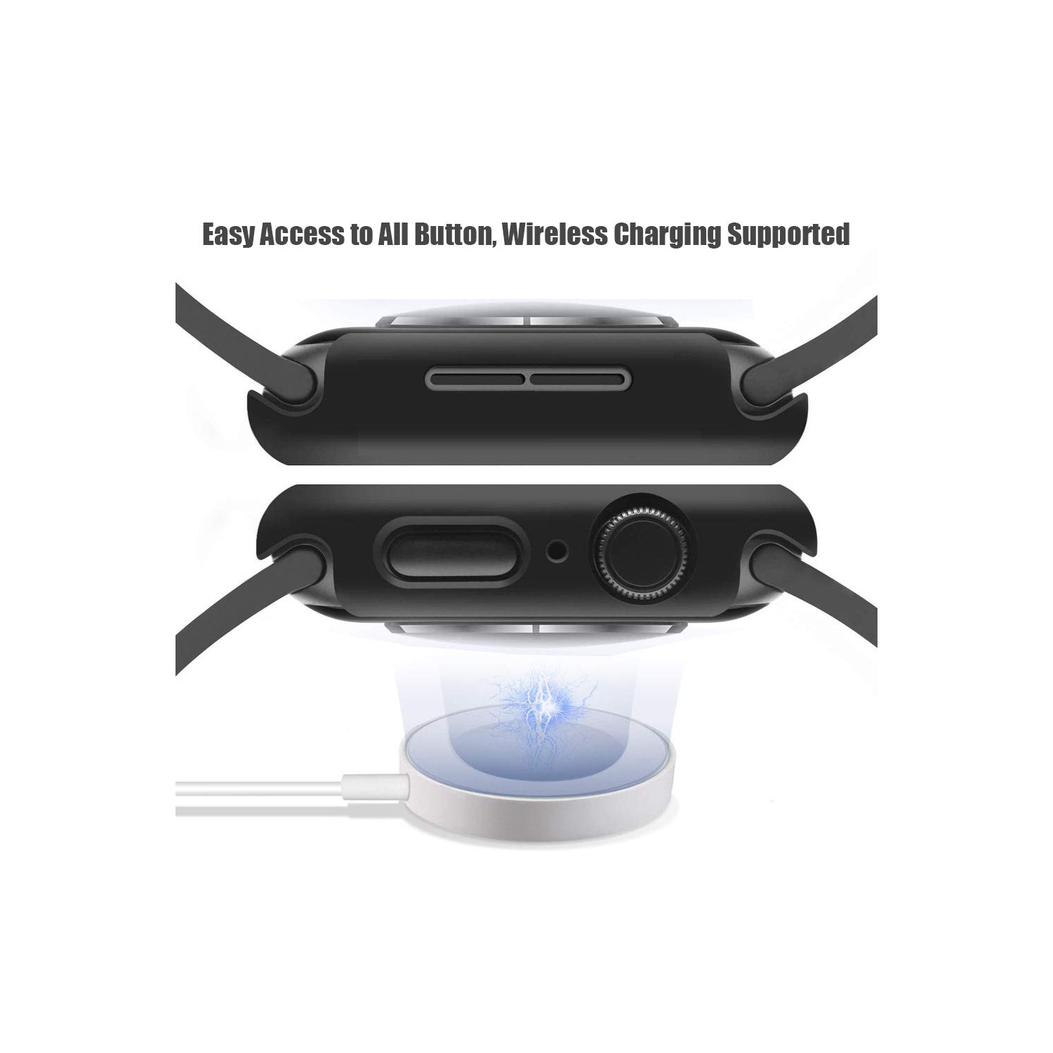 Alinsea Screen Protector for Apple Watch 44mm Series 4/5/6/ SE Tempered Glass 2 Pack Full Coverage Bumper Hard Case