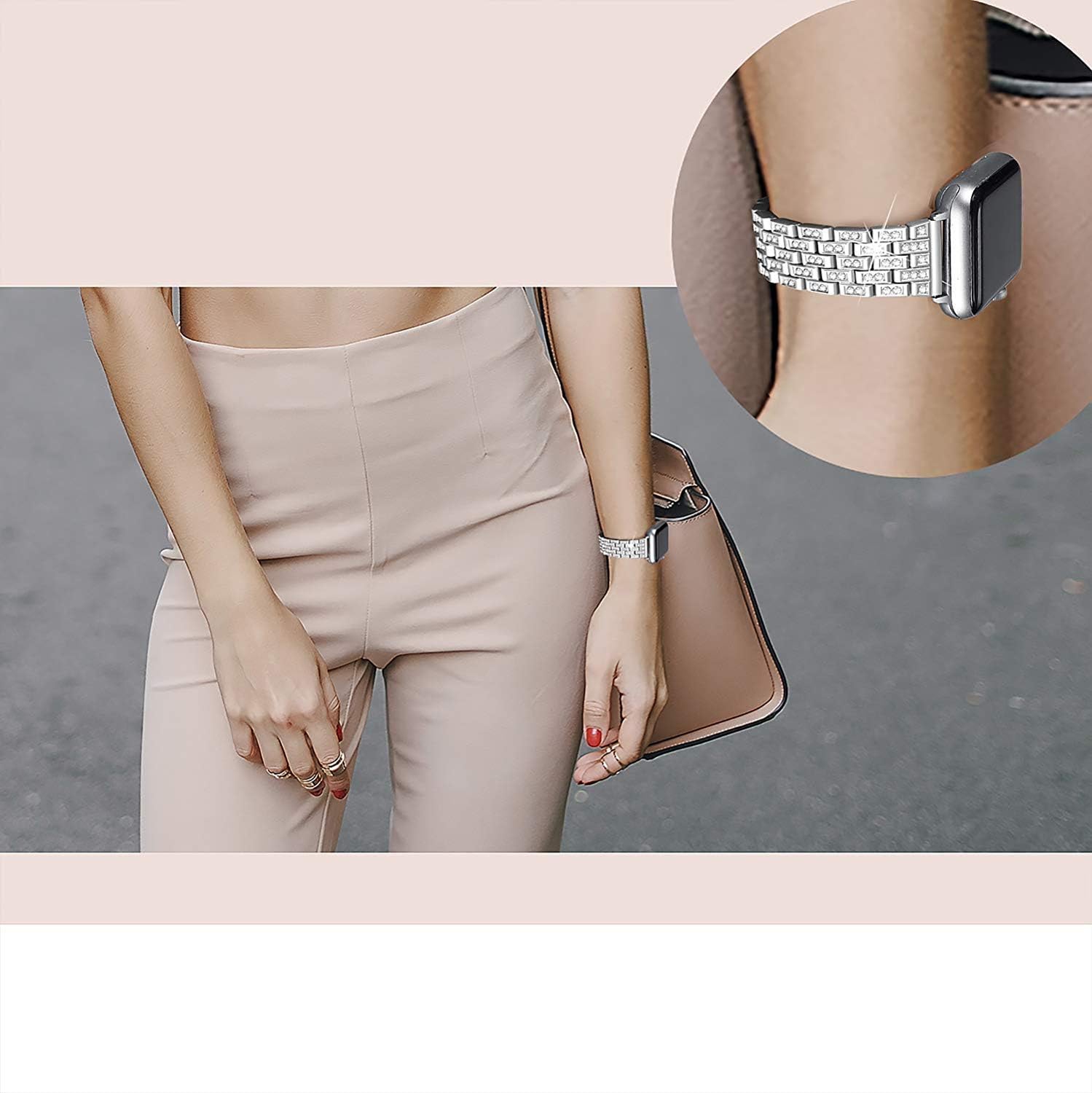 navor Bands for Apple Watch Band 38mm 40mm 41mm 42mm for iWatch Series 11/10/9/8/7/6/5/4/3/2/1/SE, Apple Watch SE,Dressy Diamond Rhinestone Jewelry