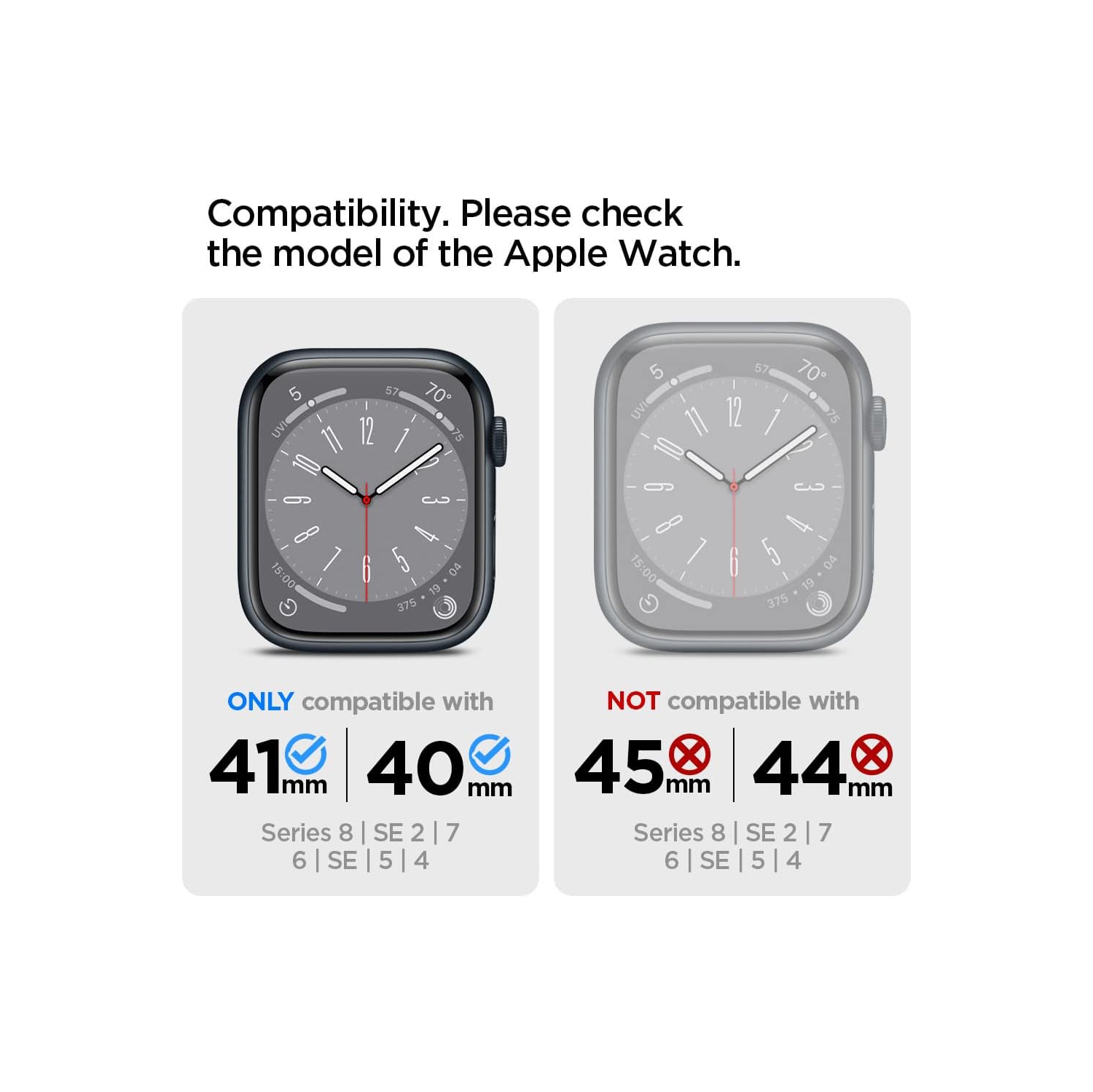 Étui robuste Armor de Spigen pour Apple Watch Series 9/8/7 et Series SE2/6/se/5/4 (40&nbsp;mm) - Noir