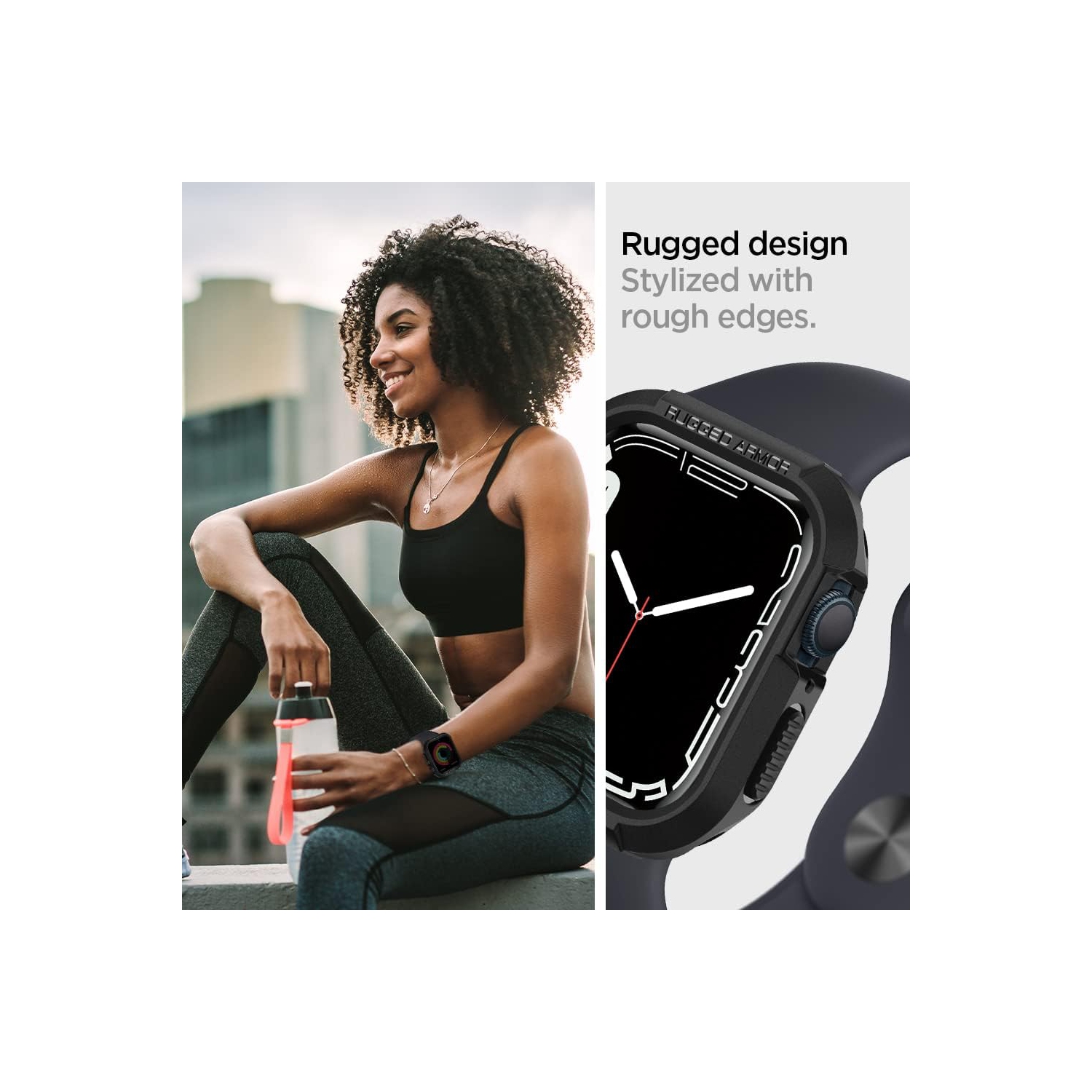 Étui robuste Armor de Spigen pour Apple Watch Series 9/8/7 et Series SE2/6/se/5/4 (40&nbsp;mm) - Noir