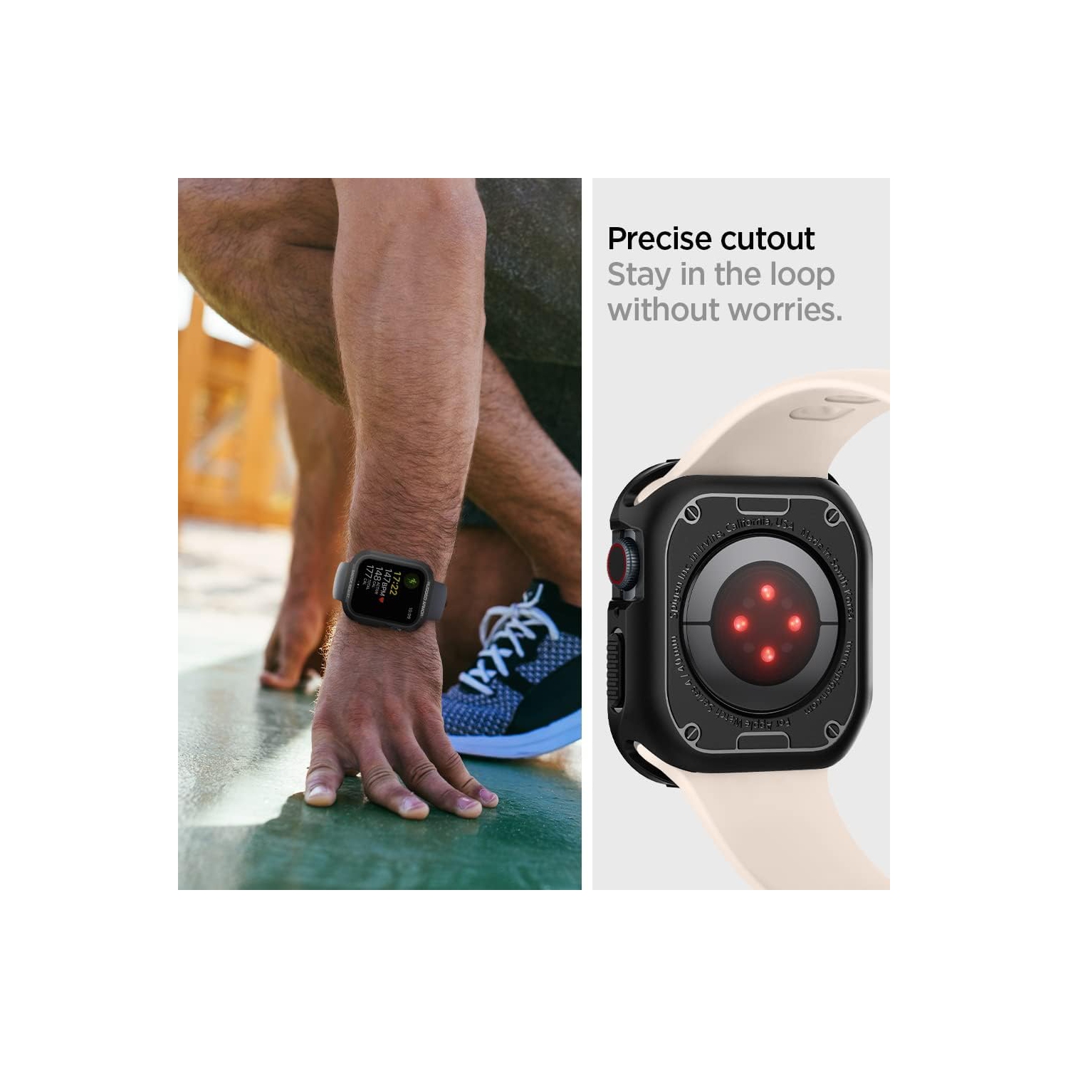 Étui robuste Armor de Spigen pour Apple Watch Series 9/8/7 et Series SE2/6/se/5/4 (40&nbsp;mm) - Noir