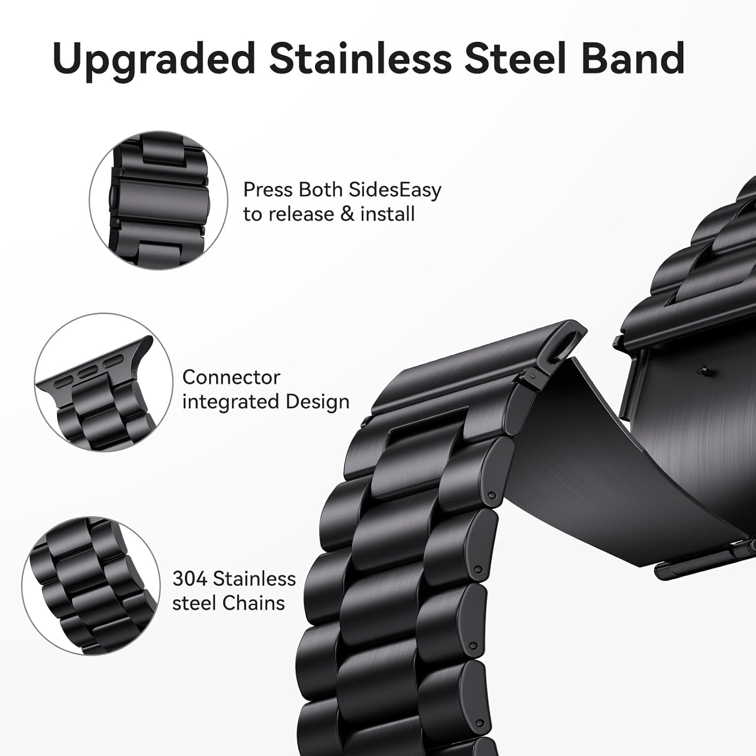 Stainless Steel Strap Compatible with Apple Watch Band 49mm 46mm 45mm 44mm 42mm 41mm 40mm 38mm Men Women Metal Bracelet for iWatch Series