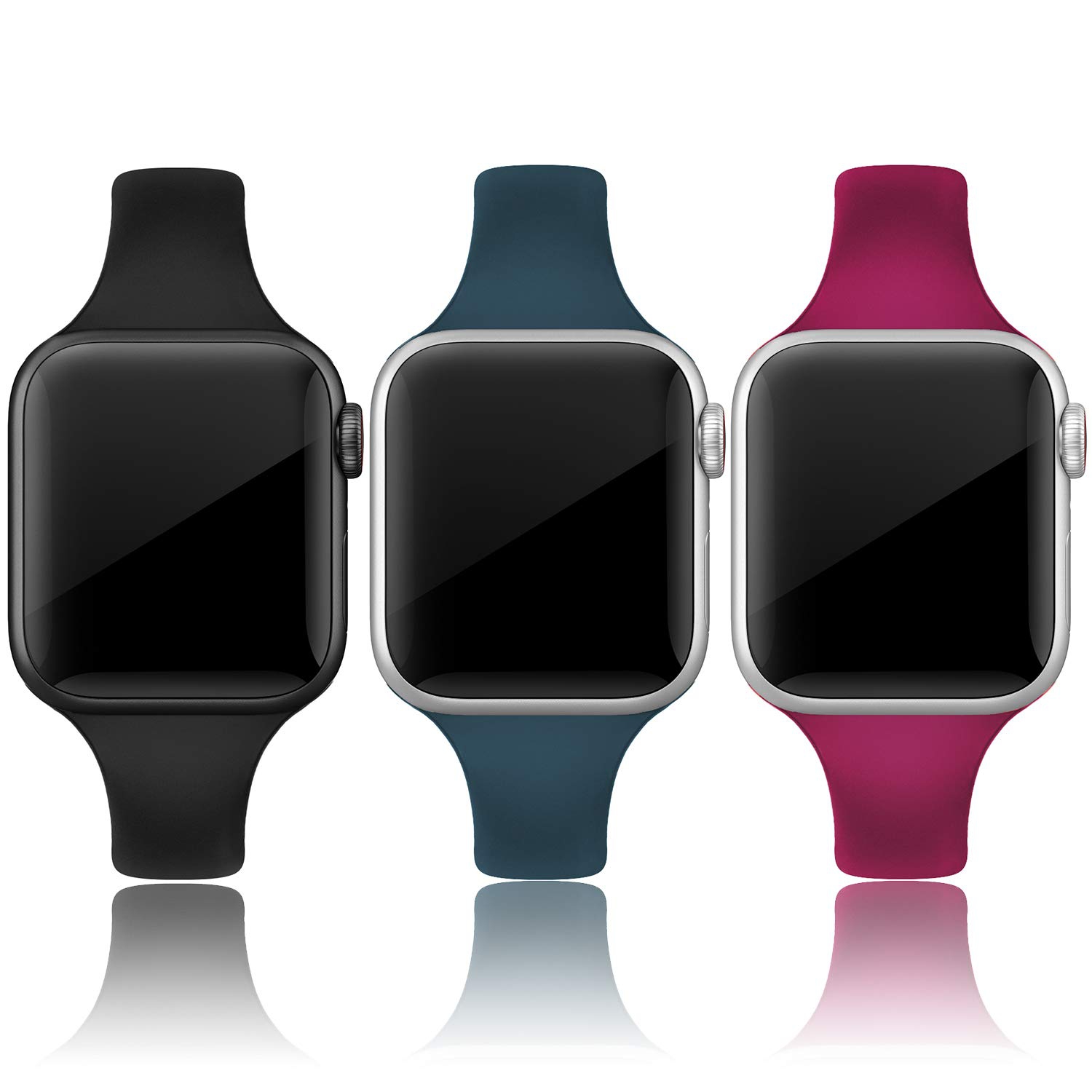 Apple Watch Band 38mm 40mm 41mm Women Men, 3 Packs Soft Silicone Replacement Bands Series 8, 7, 6, 5, 4, 3, 2, 1