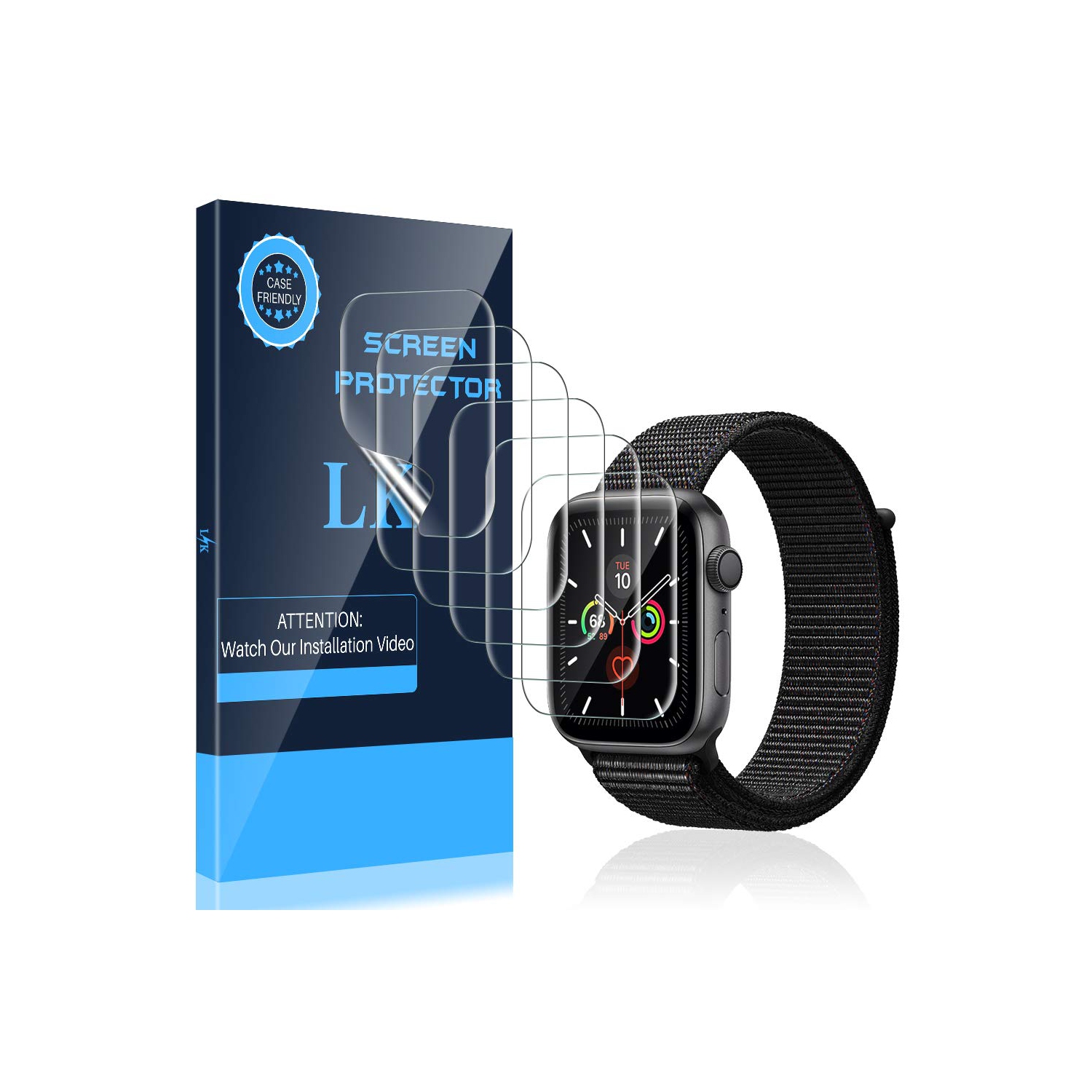 LK 6 Pack Screen Protector for Apple Watch 44mm Series 4/5 / 6 / SE,