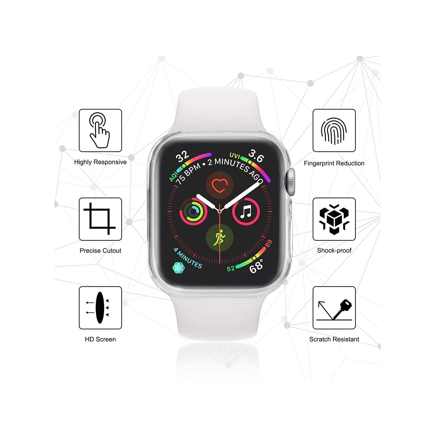 Étui protecteur d'écran de naor pour Apple Watch Series SE2/6/se/5/4 - transparent