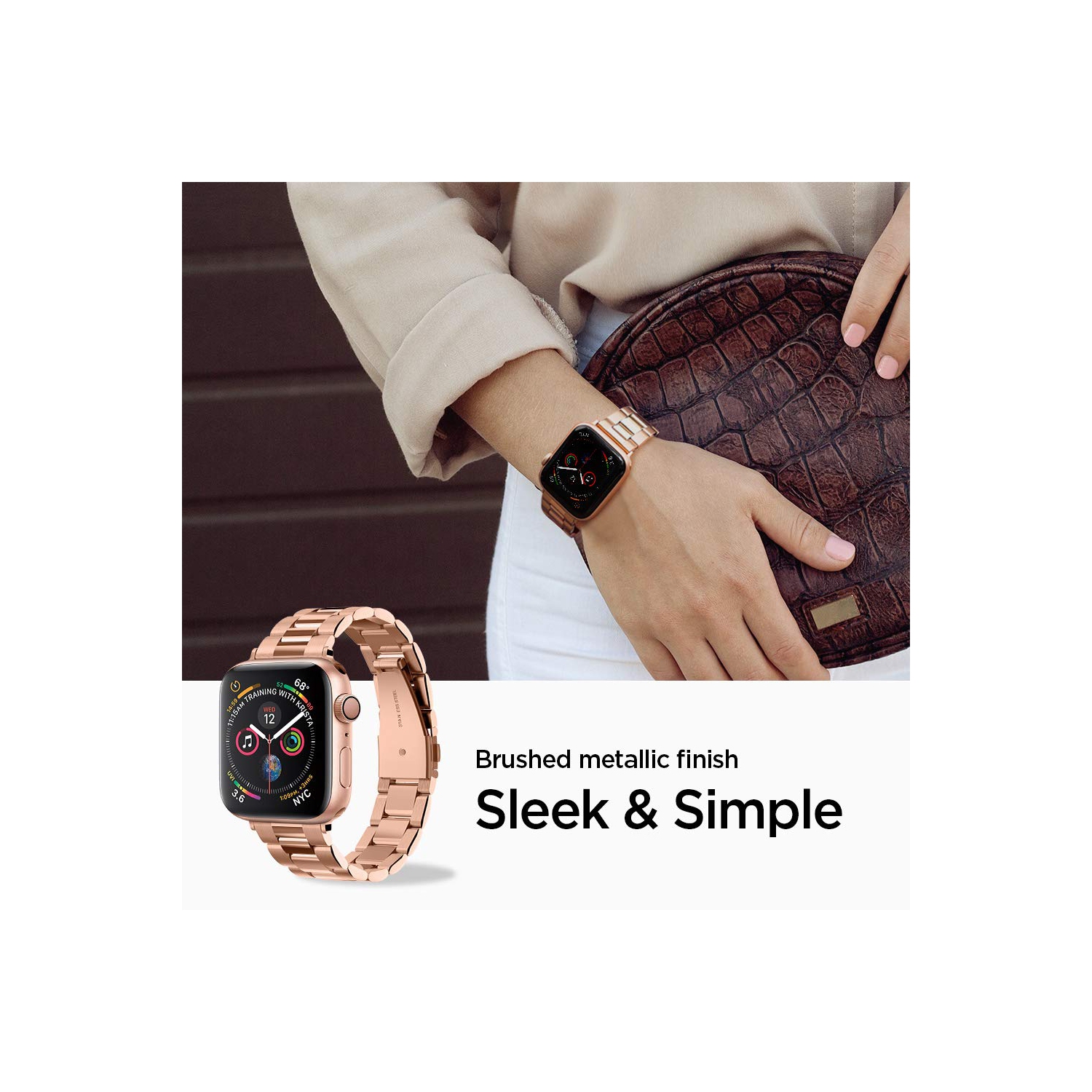 Modern Fit Designed for Apple Watch Band for 38mm/40mm Series 8/7/6/SE/5/4/3/2/1 - Rose Gold