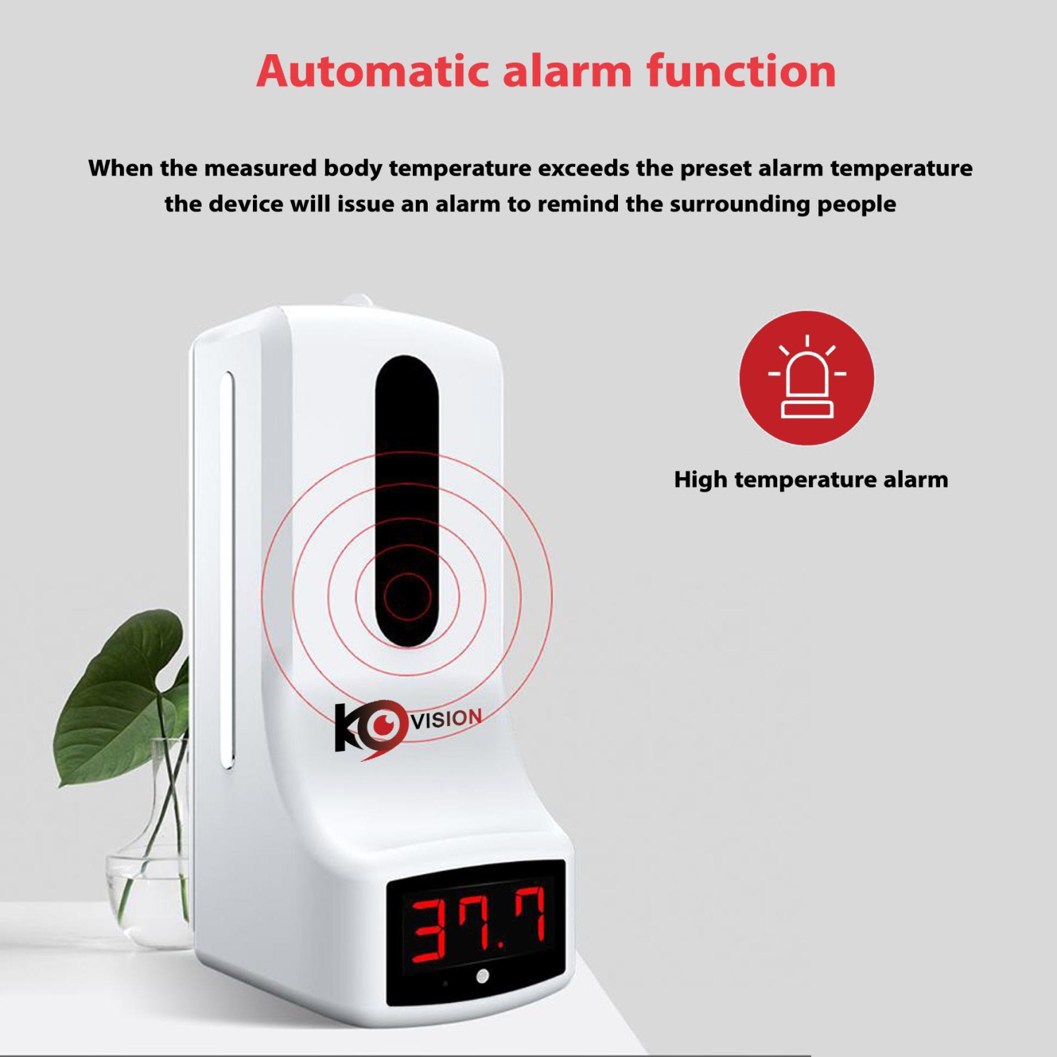 Distributeur intelligent de savon/désinfectant pour les mains avec sonde de température intégrée K9 - Blanc