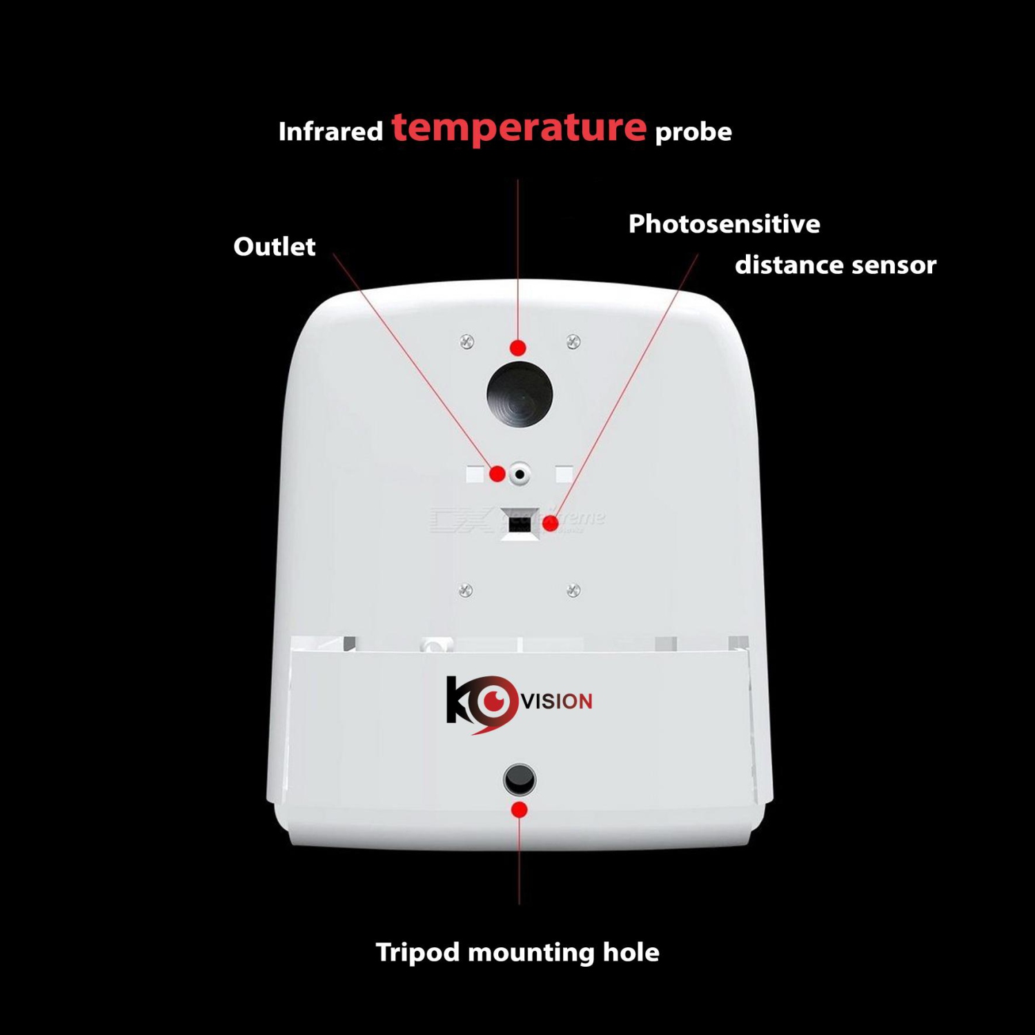 Distributeur intelligent de savon/désinfectant pour les mains avec sonde de température intégrée K9 - Blanc