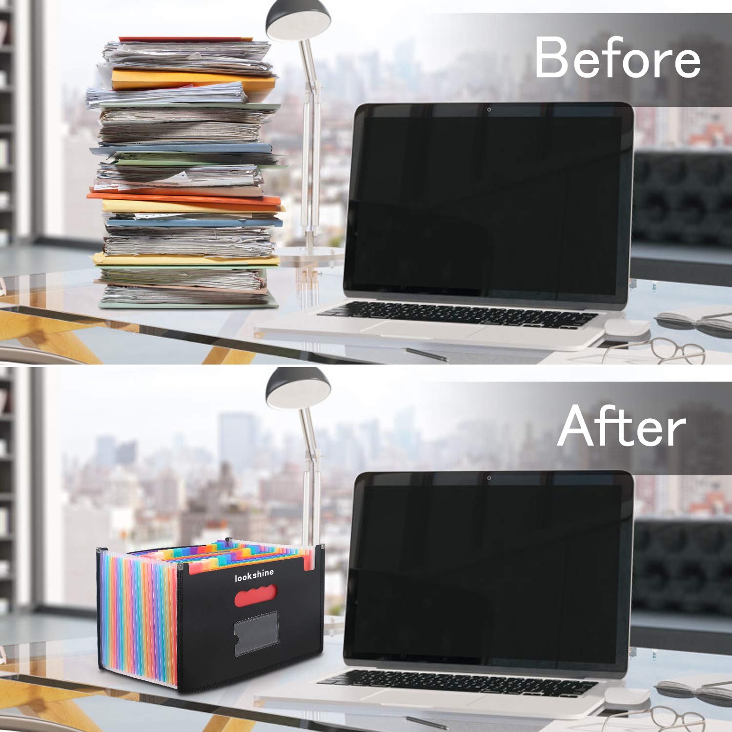 Chemise extensible à 24 pochettes, accordéon portatif A4, classeur expansible, grande capacité, plastique, multicolore