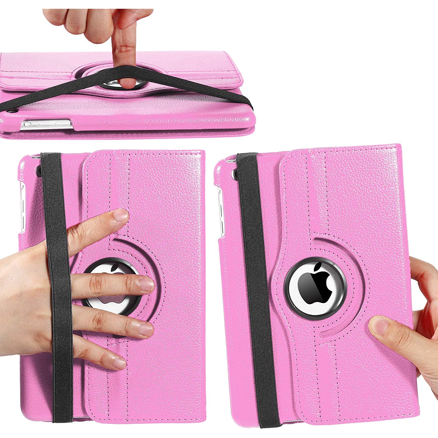 Soft Light Pink Leather Smart Rotating Case for iPad Mini 4 / 5 - 360 Degree Rotating Stand Case Cover with Auto Sleep/Wake Feature for iPad Mini 4/5