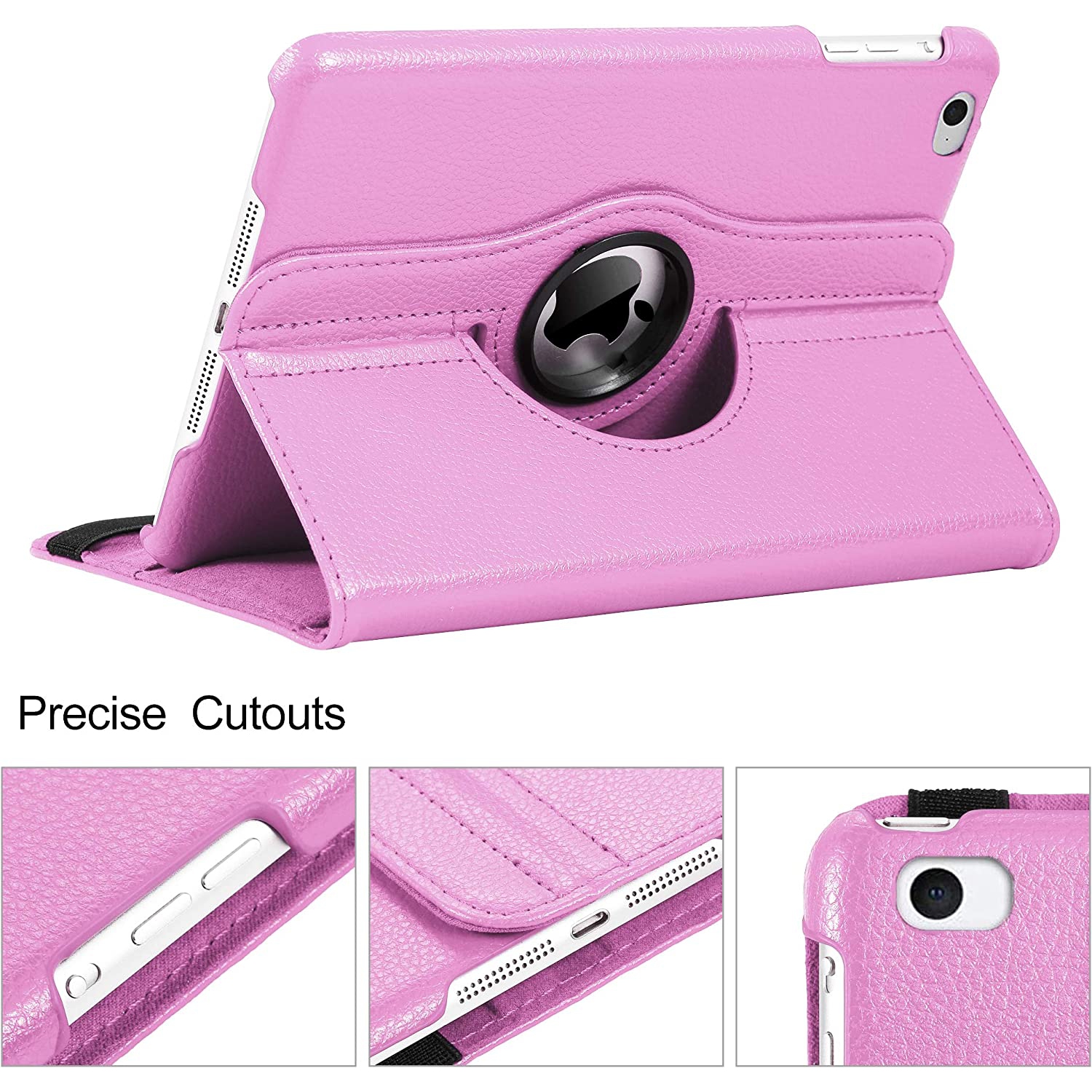 Soft Light Pink Leather Smart Rotating Case for iPad Mini 4 / 5 - 360 Degree Rotating Stand Case Cover with Auto Sleep/Wake Feature for iPad Mini 4/5